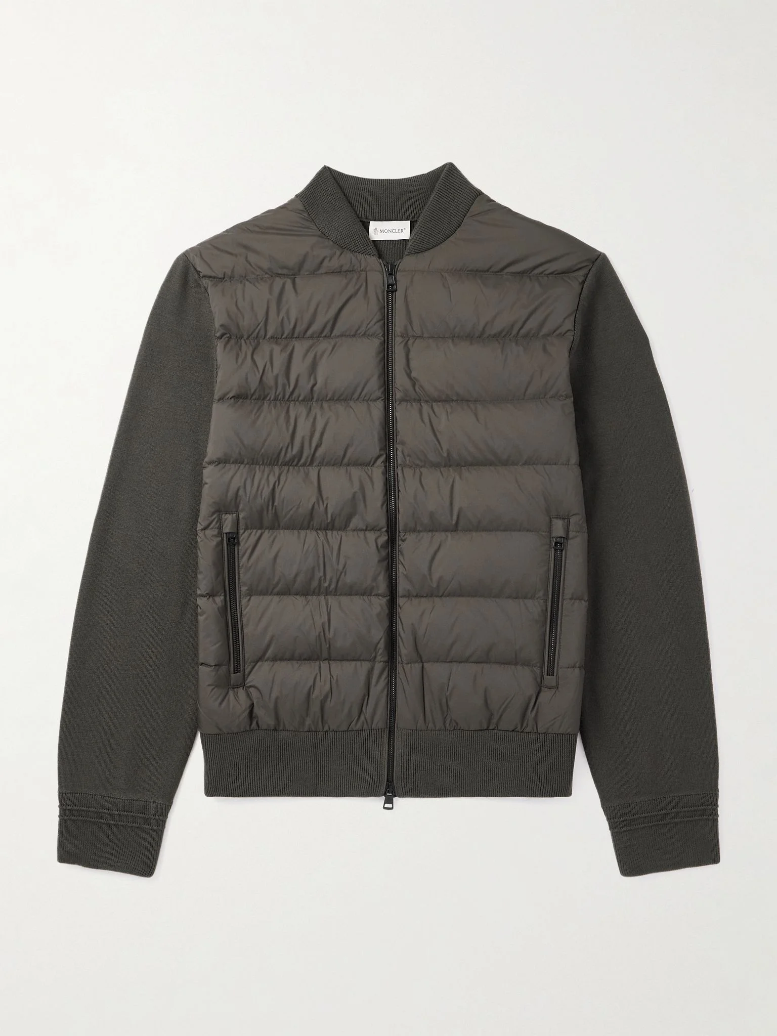 Quilted Shell-Panelled Virgin Wool Down Zip-Up Cardigan Dark brown - 1