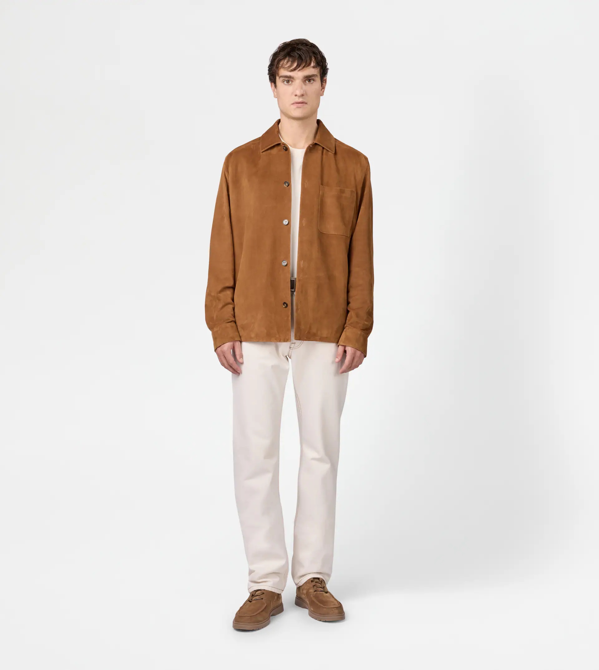 SHIRT JACKET IN PASHMY SUEDE - BROWN - 2