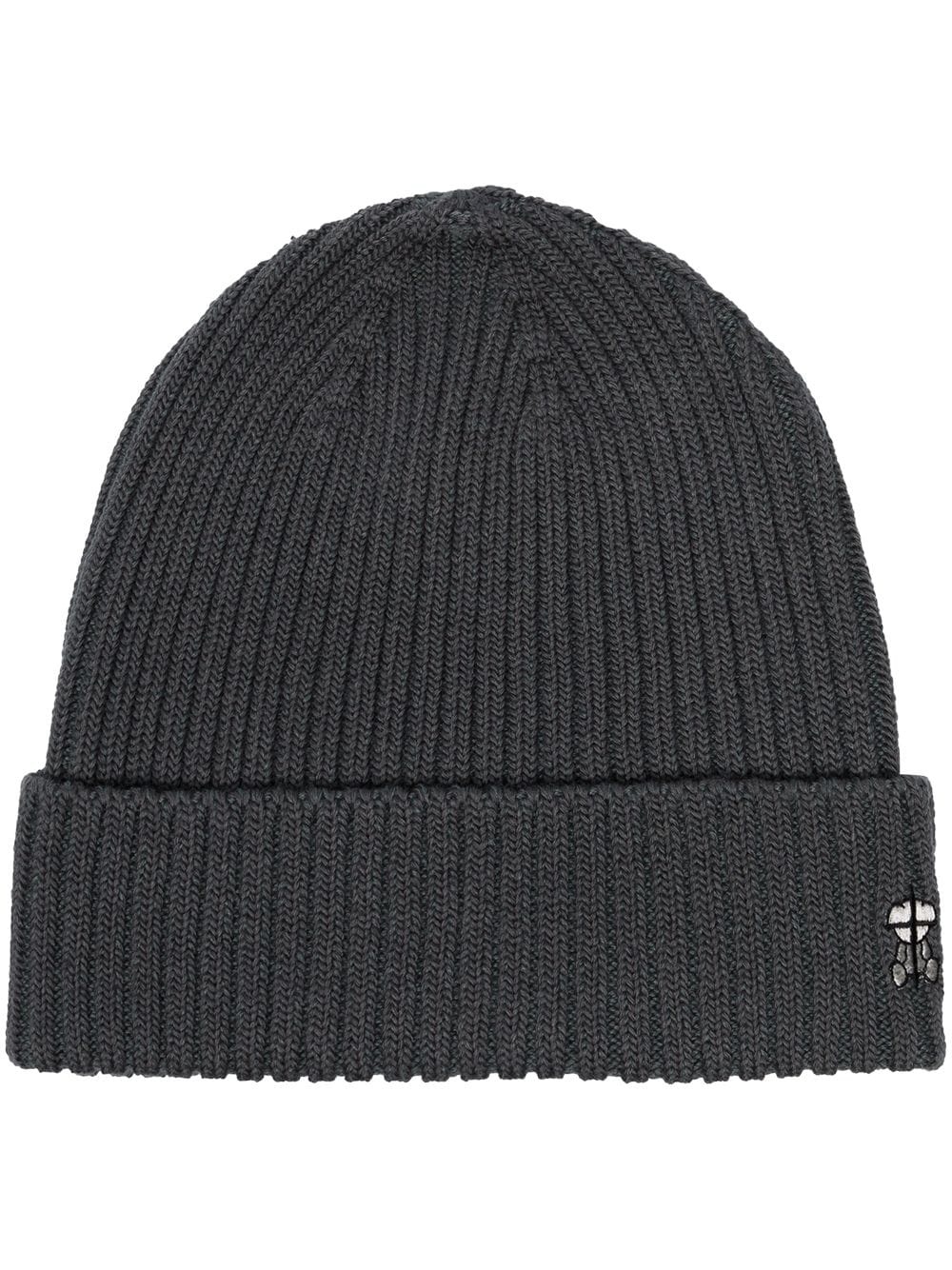 embroidered logo ribbed beanie - 1