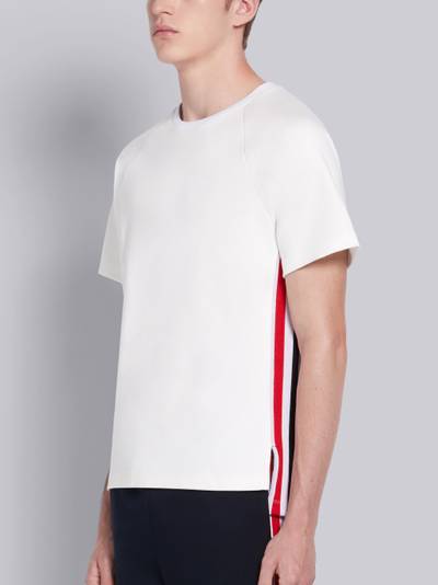 Thom Browne White Cotton Interlocking RWB Stripe Short Sleeve Tee outlook