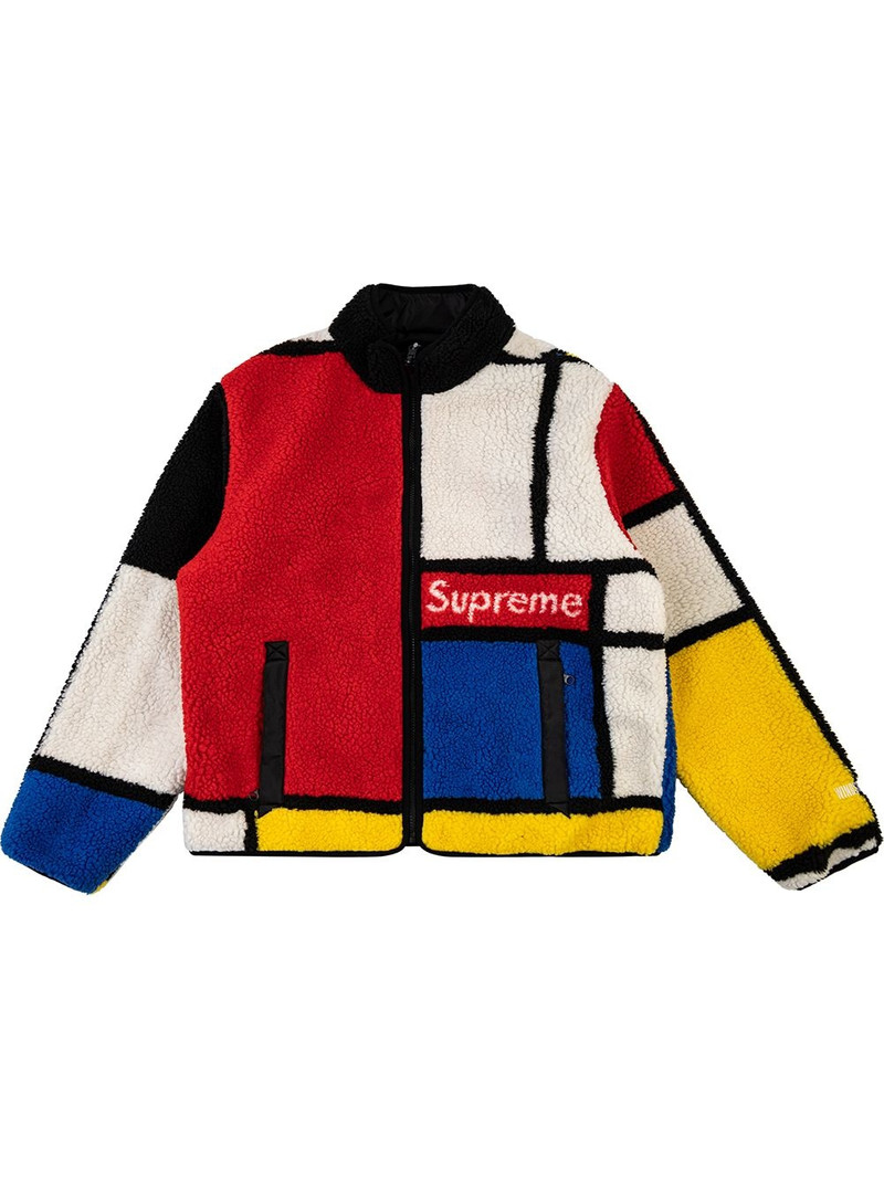 reversible color-blocked fleece jacket - 1