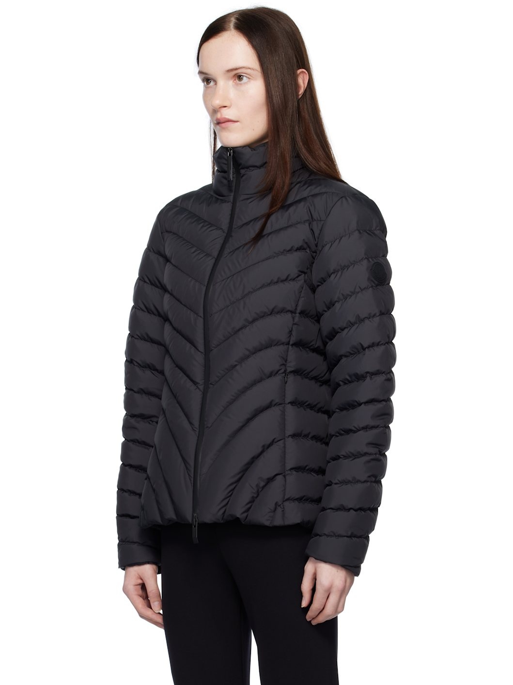 Black Grange Diagonal-Quilted Short Down Jacket - 4