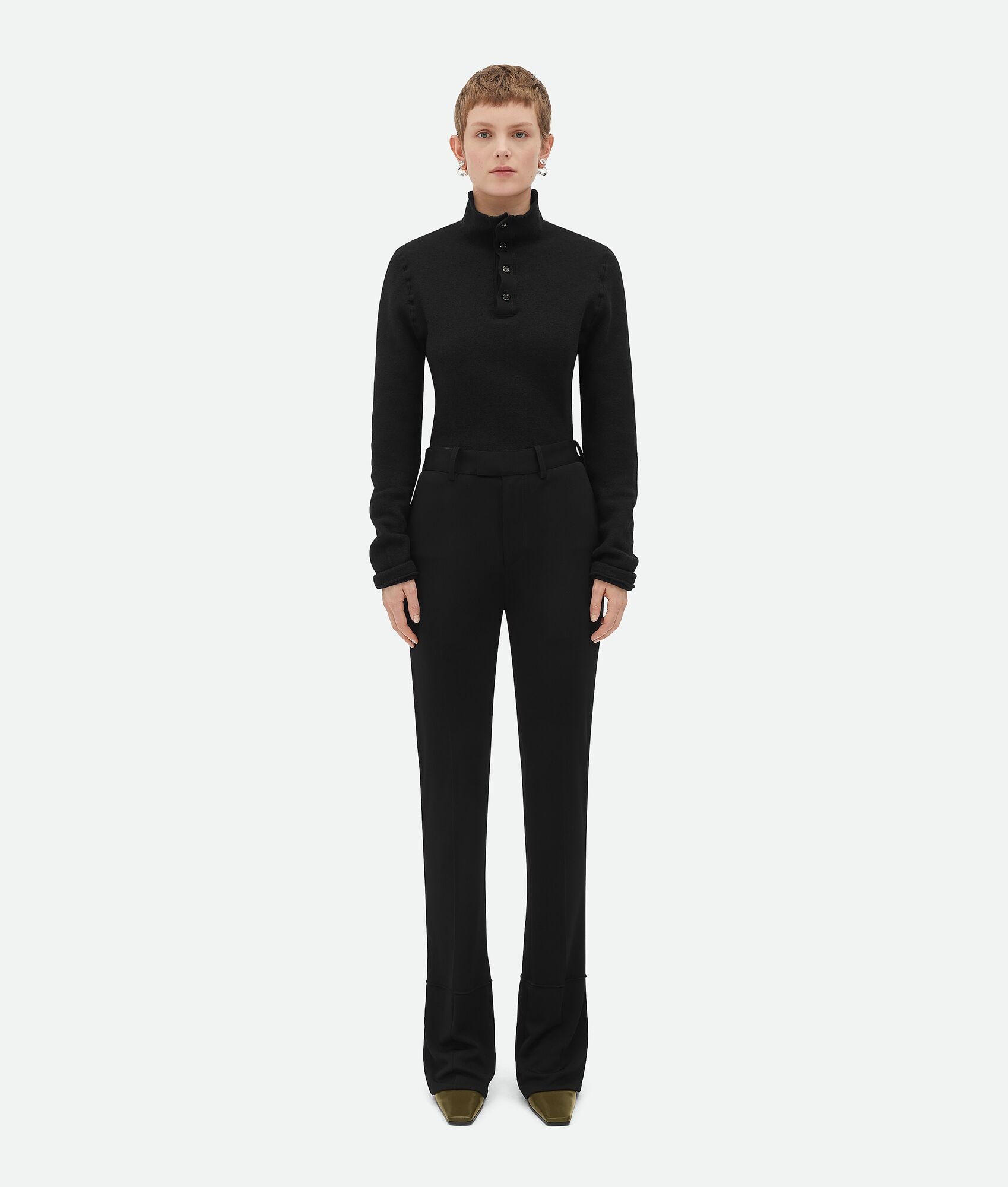 Matt Viscose Jersey Flared Trousers - 1