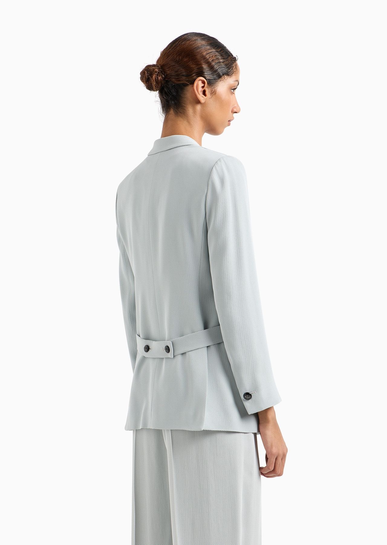 Lapel blazer with chevron micro pattern - 3