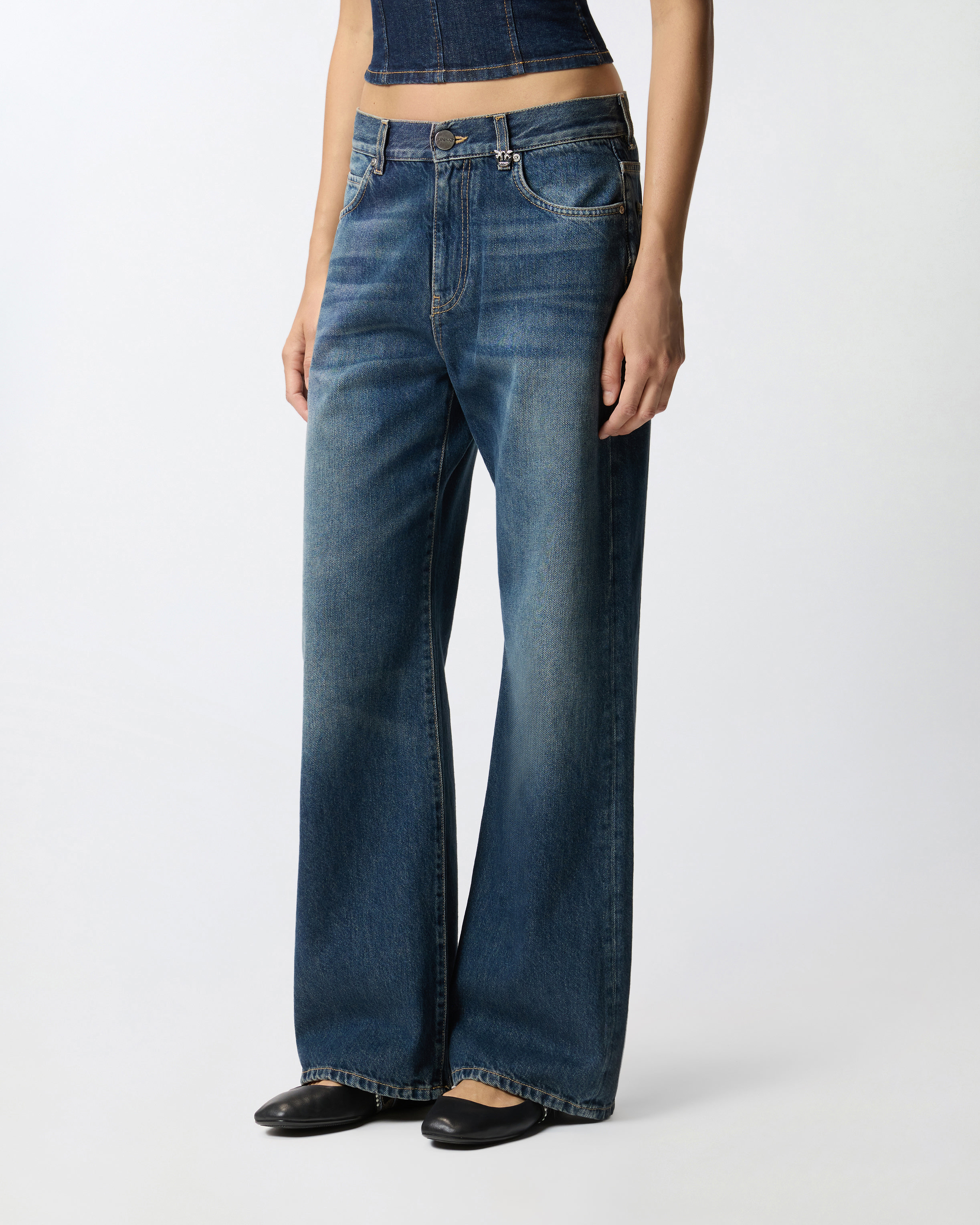 WIDE-LEG SOFT DENIM JEANS - 3