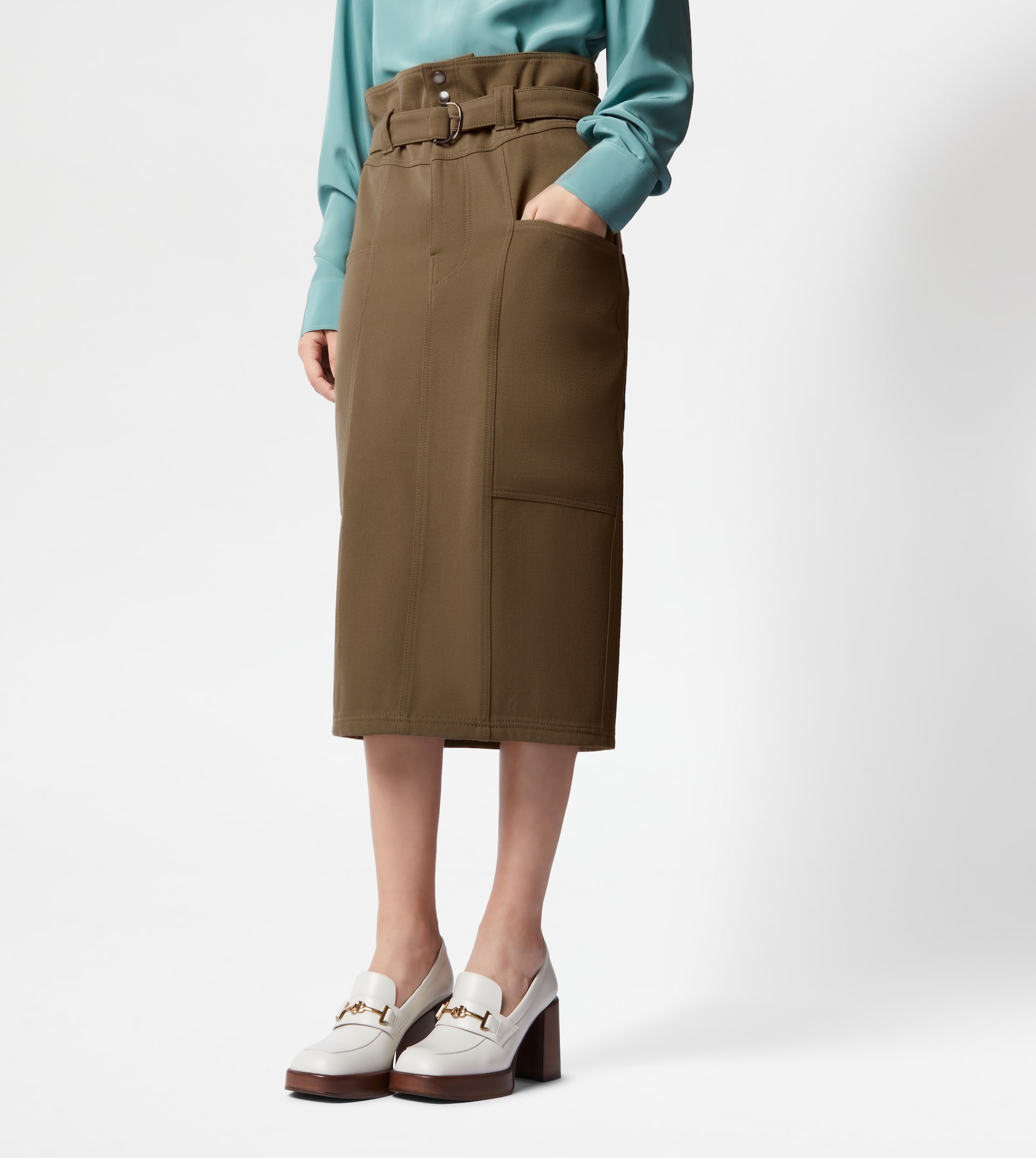 SKIRT IN WOOL - GREEN - 7