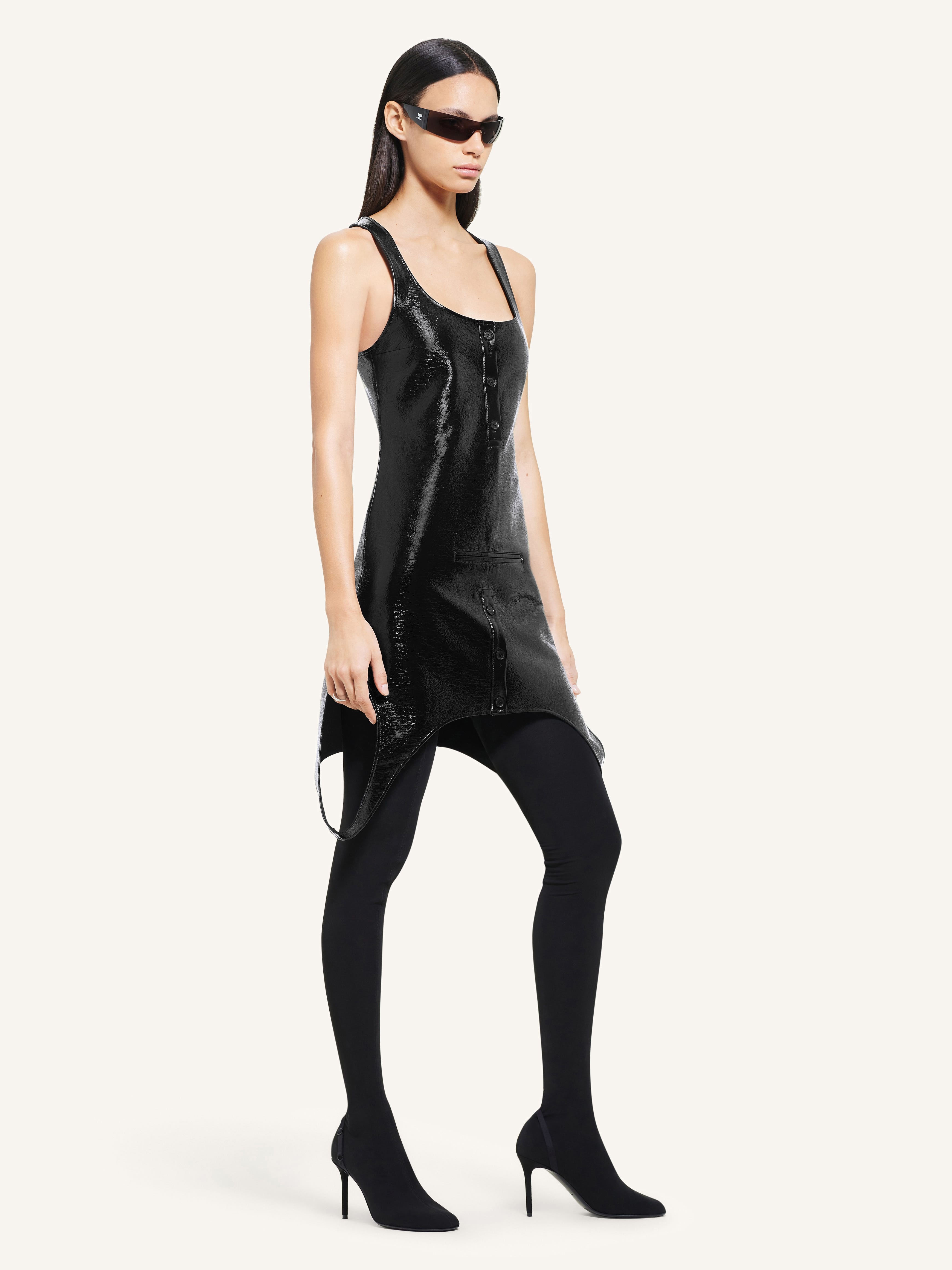 REVERSED MINI VINYL DRESS - 3