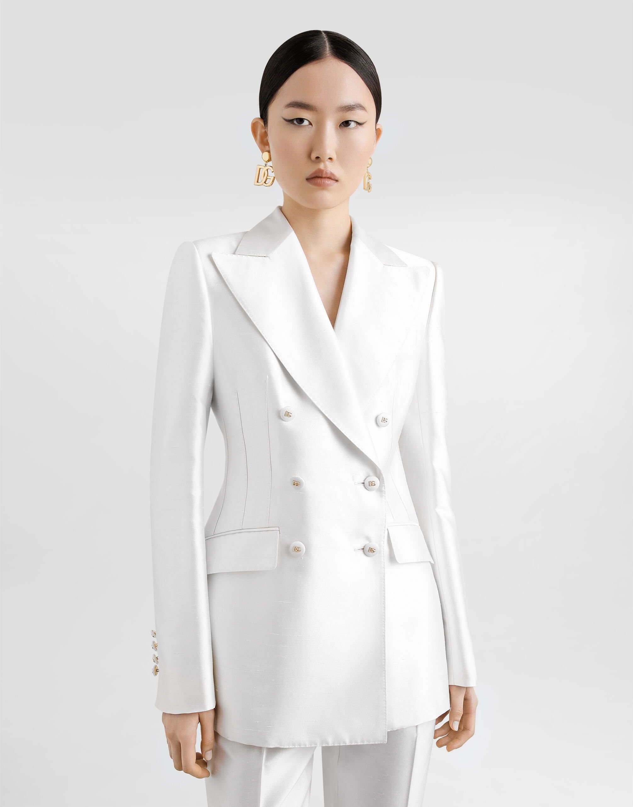 Double-breasted jacket in silk - 4