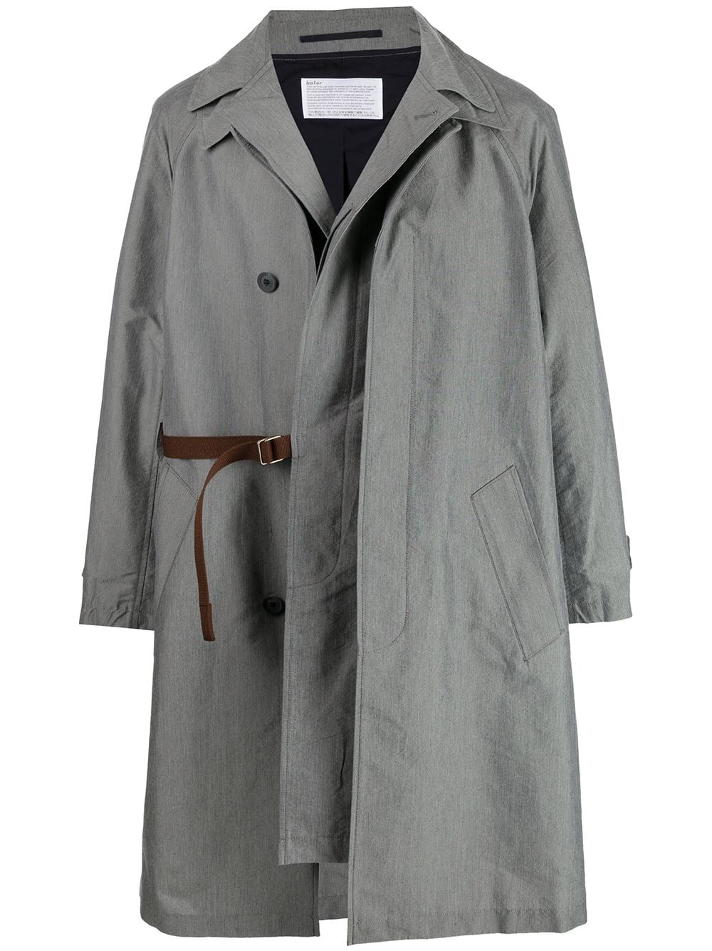 asymmetric draped trench coat - 1