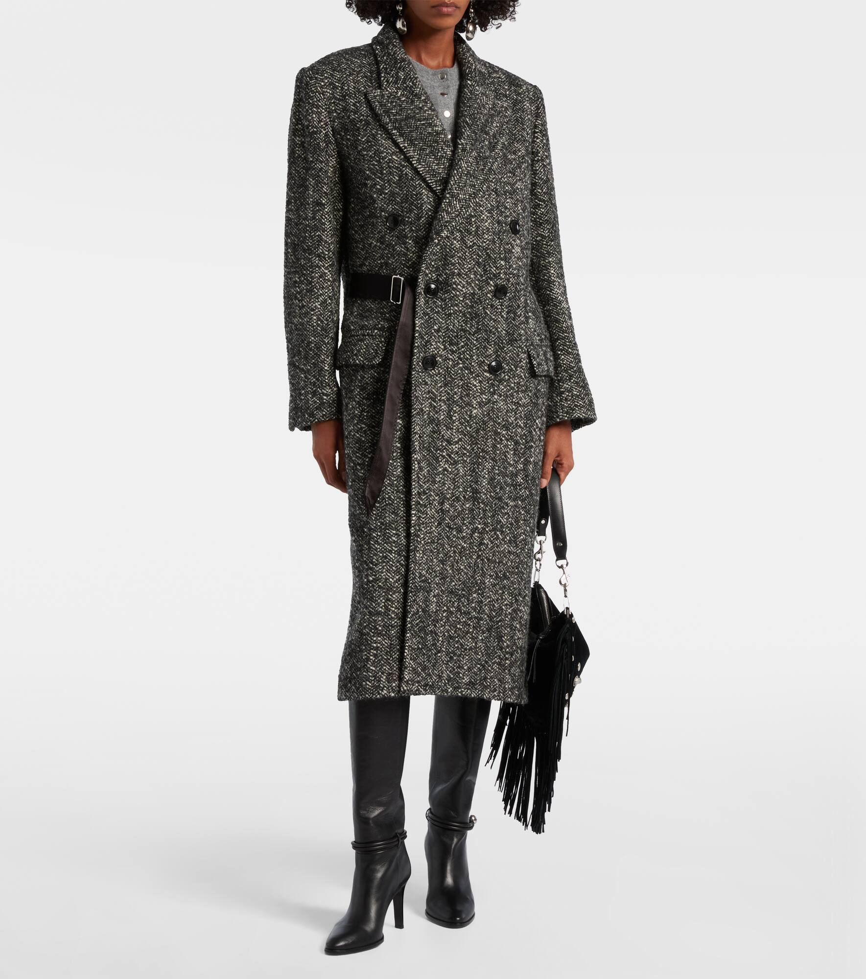 Ebyane chevron wool-blend tweed coat - 2