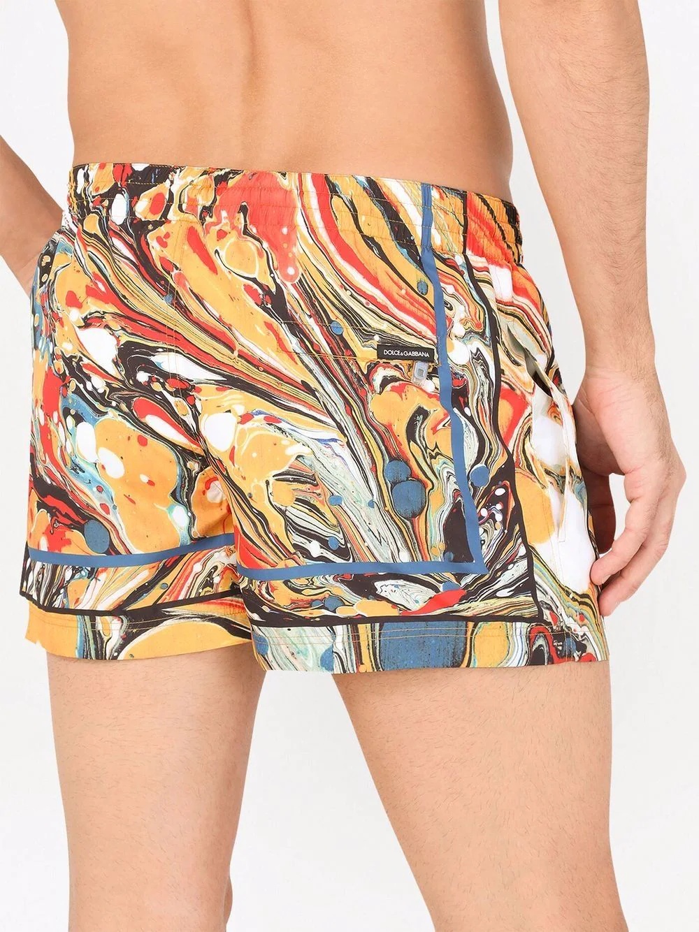 marbled drawstring swim shorts - 3