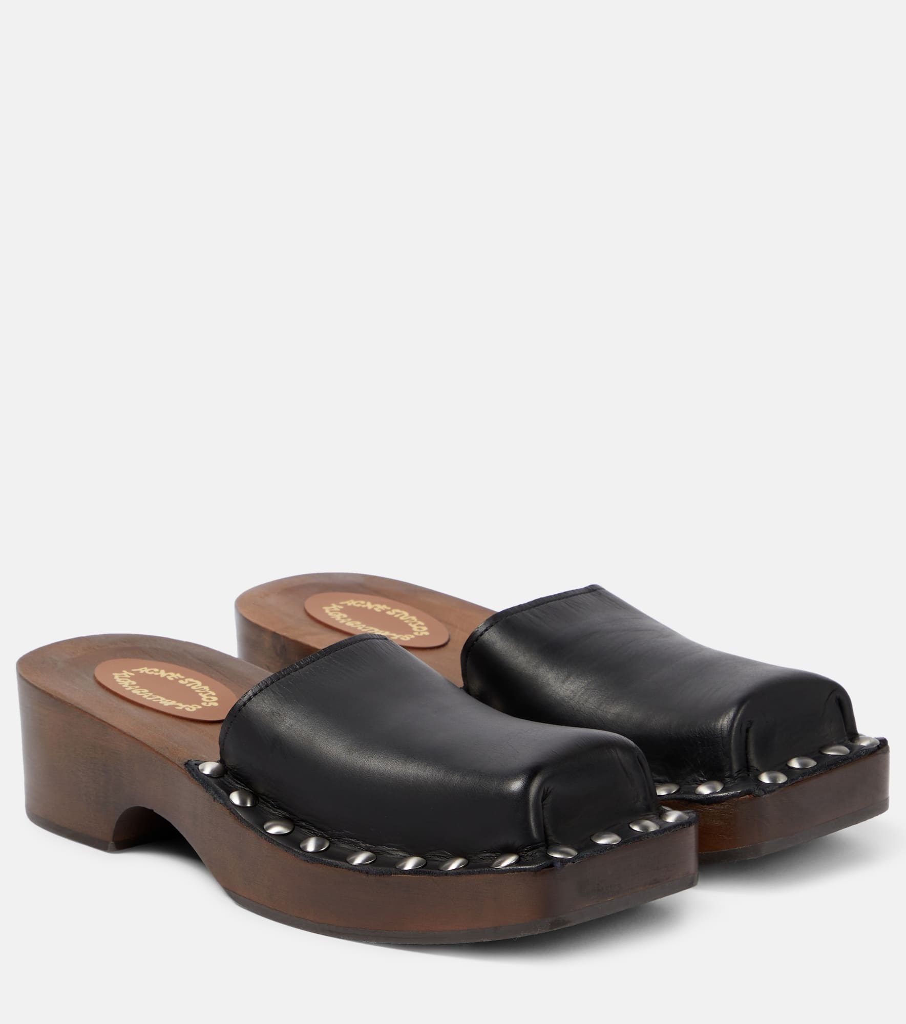 Leather platform clogs - 1