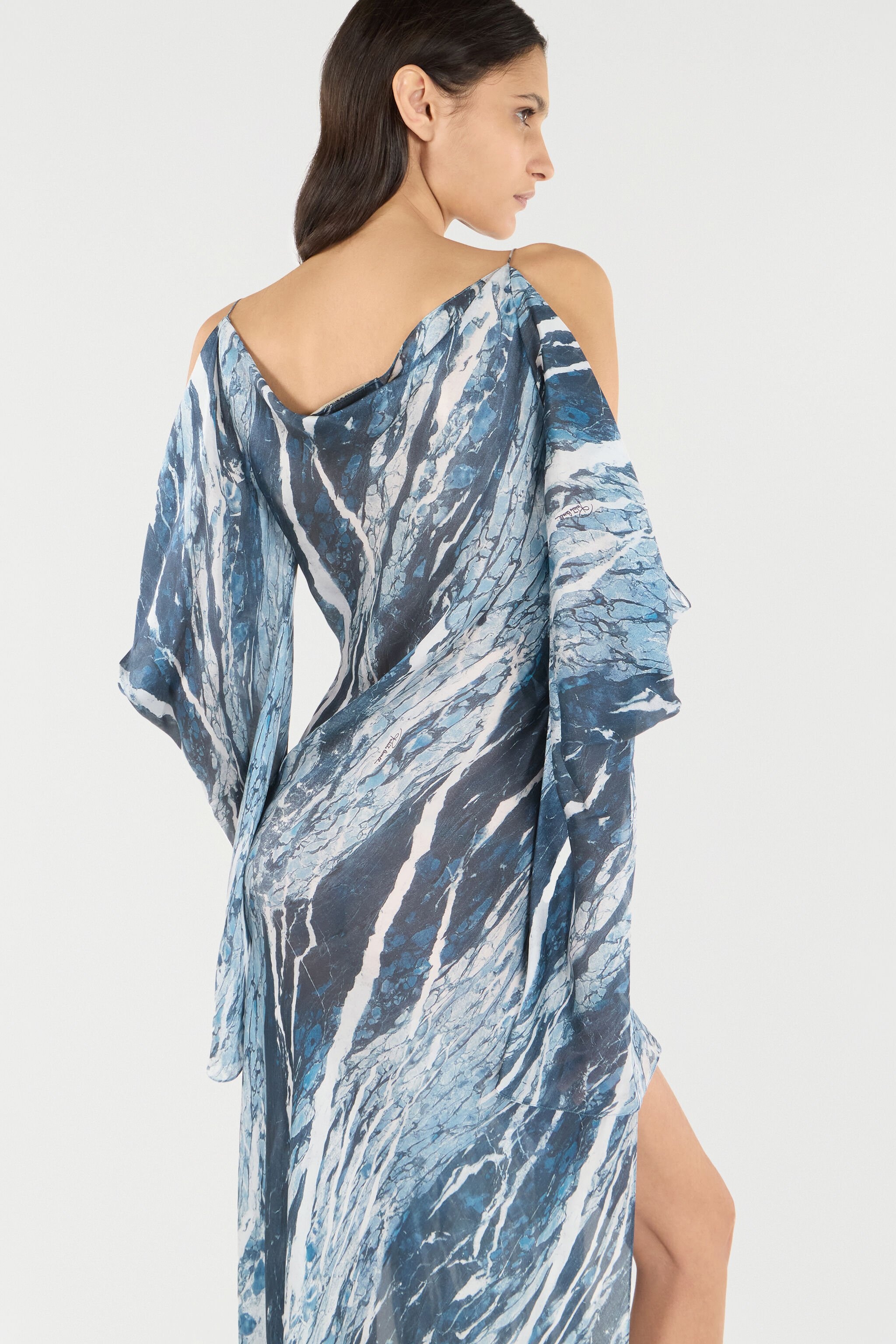 Marble-Print Flowing Dress - 6
