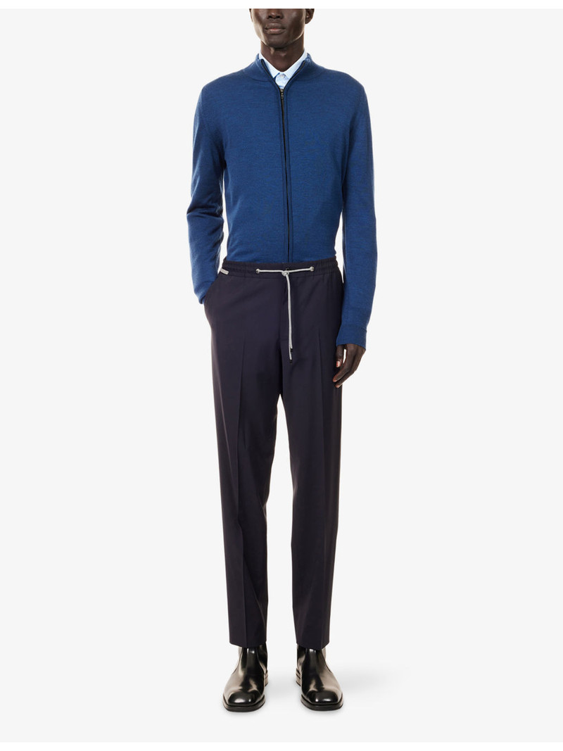 CORNELIANI Slim-Leg Drawstring Wool Trousers outlook