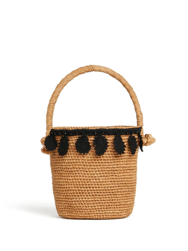 paisley-appliquÃ© raffia basket bag 1