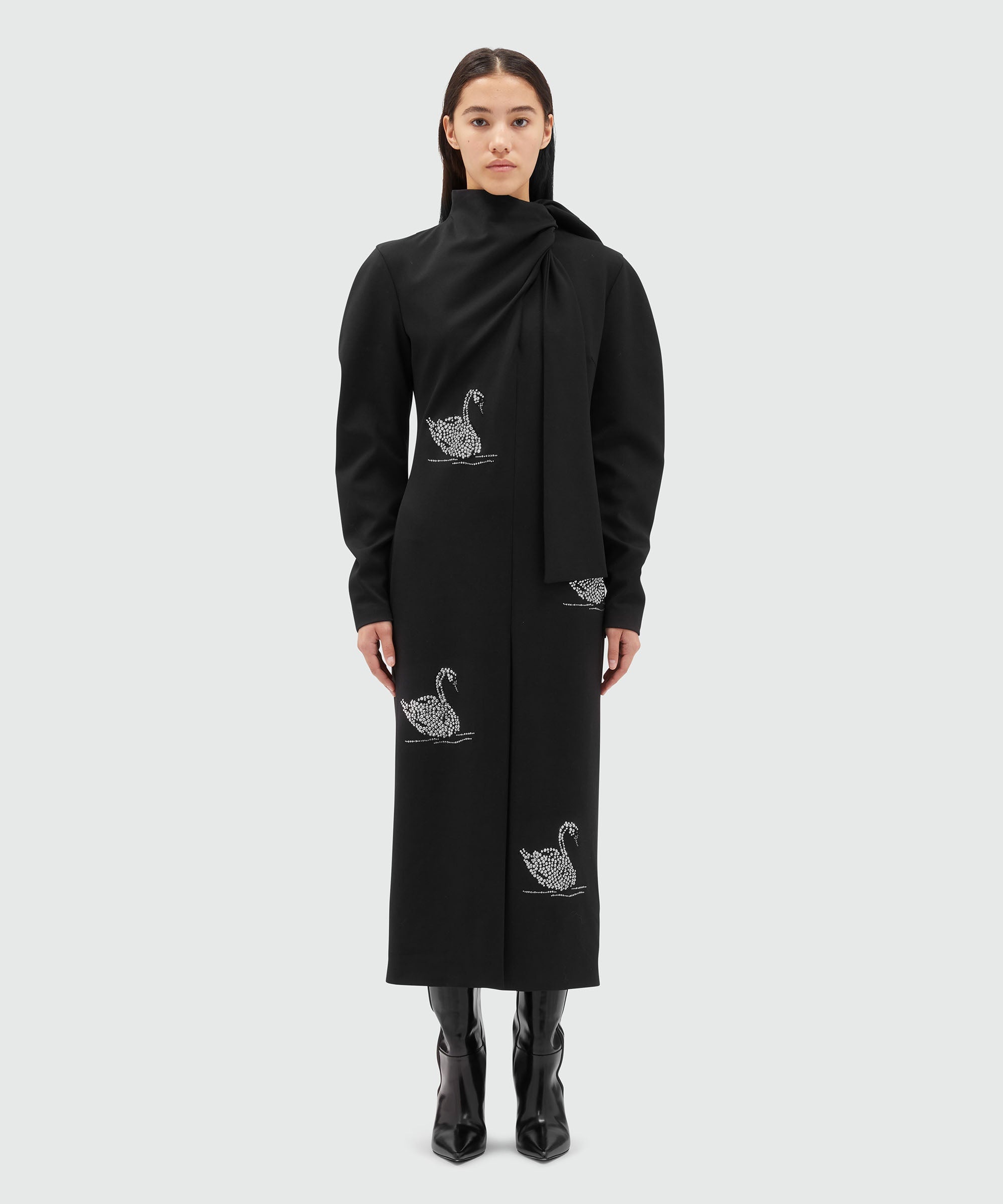 Blended wool midi dress with applications - 2
