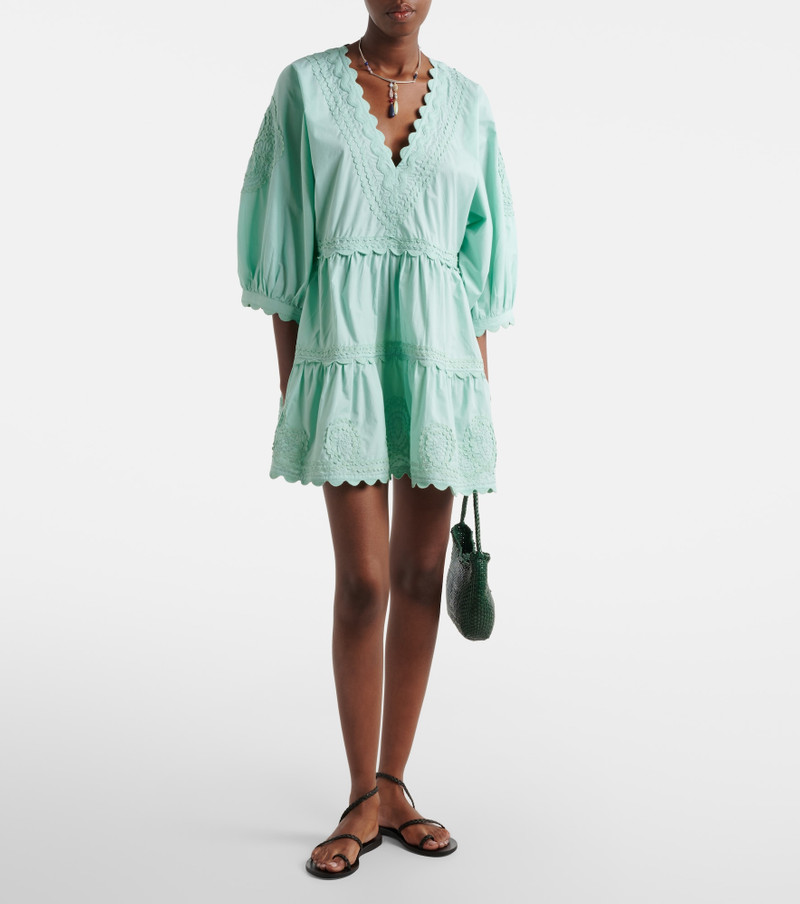 juliet dunn Embroidered scalloped cotton poplin minidress outlook