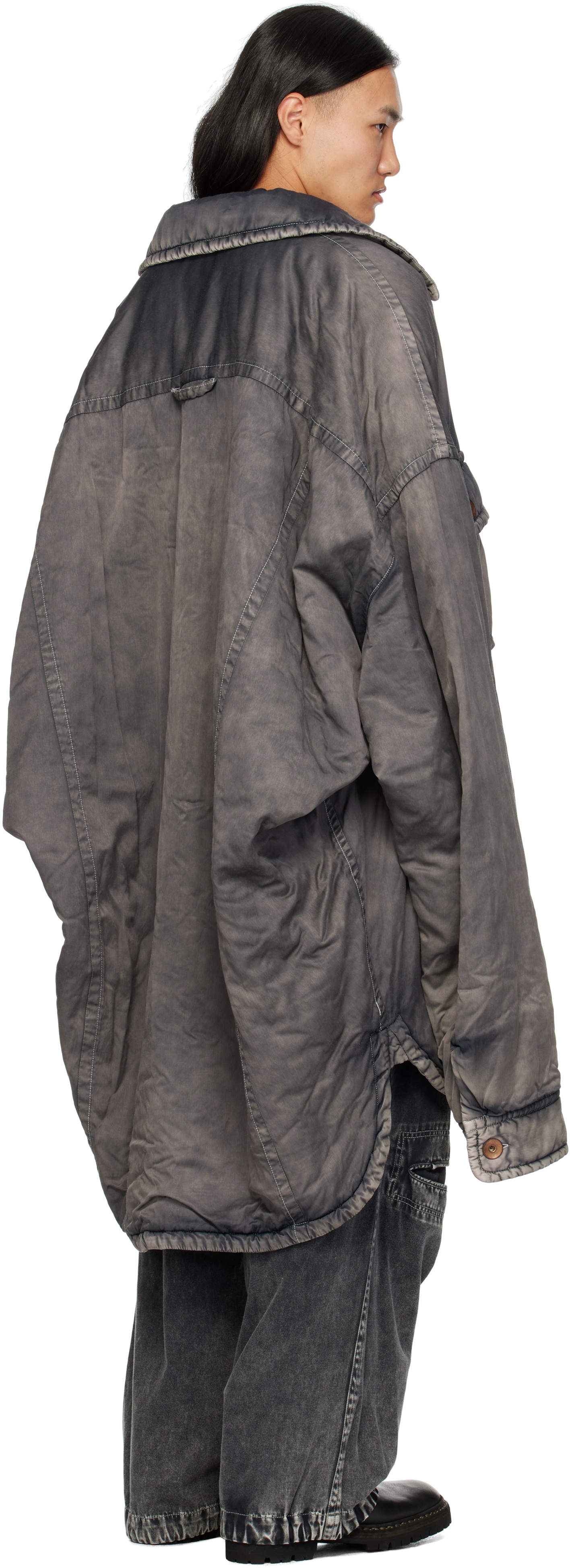 Maison MIHARAYASUHIRO Gray Distressed Huge Puffer Shirt | REVERSIBLE 