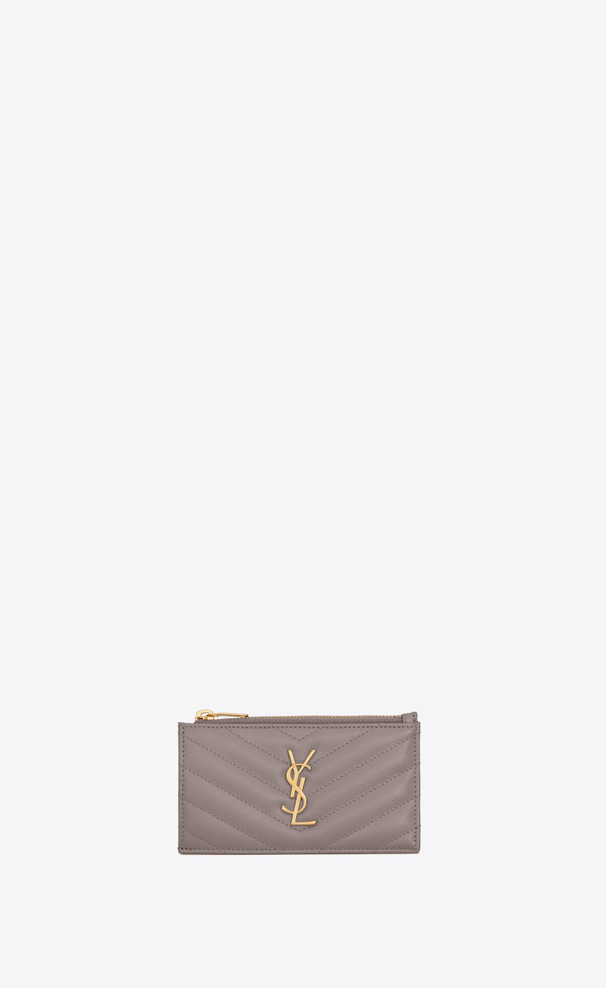 cassandre saint laurent matelassé zipped fragments card case in grain de poudre embossed leather - 1