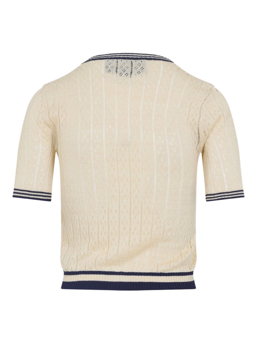 embroidered-pocket short-sleeve cardigan - 2