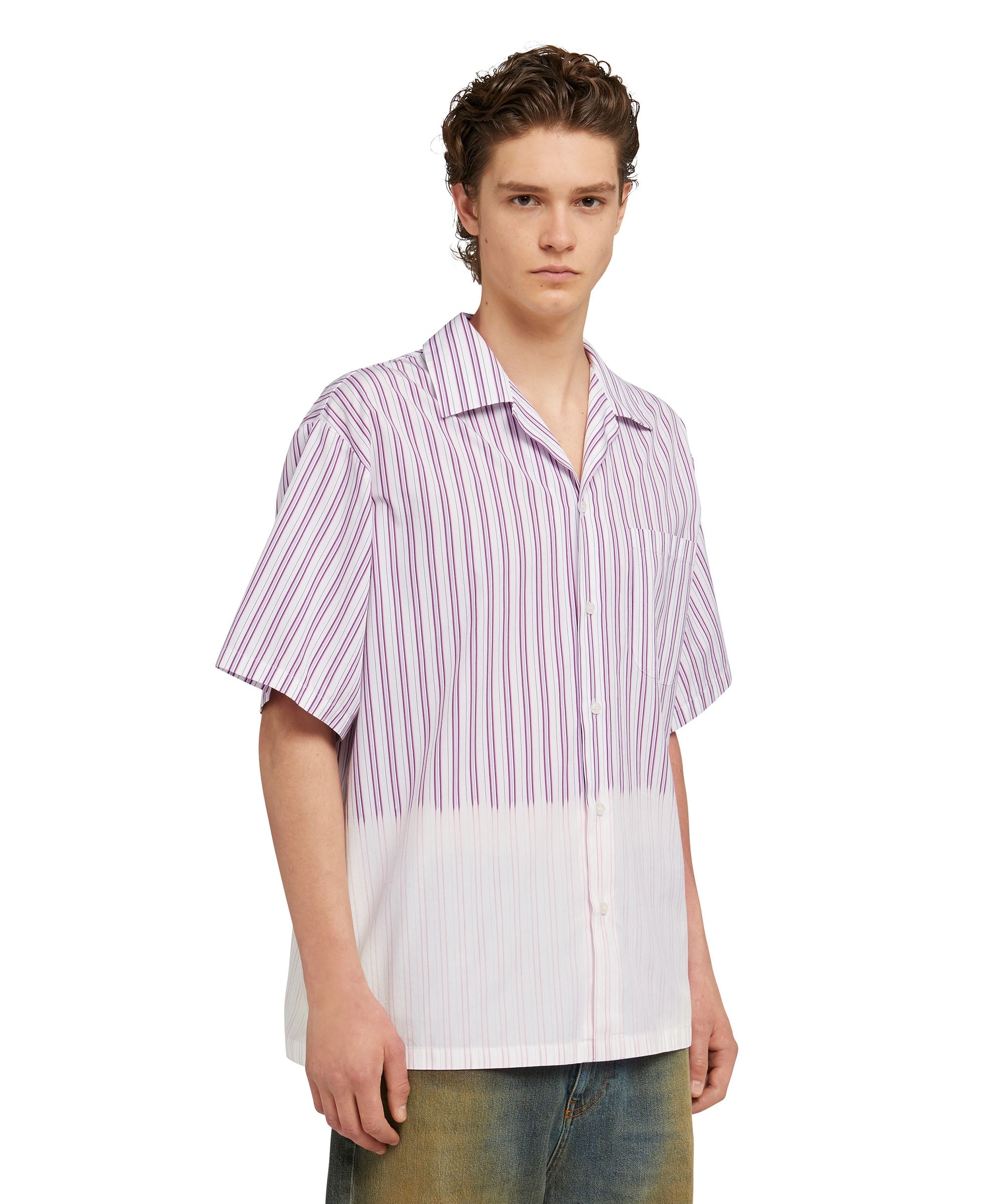 Poplin bowling shirt with faded treatment - 4