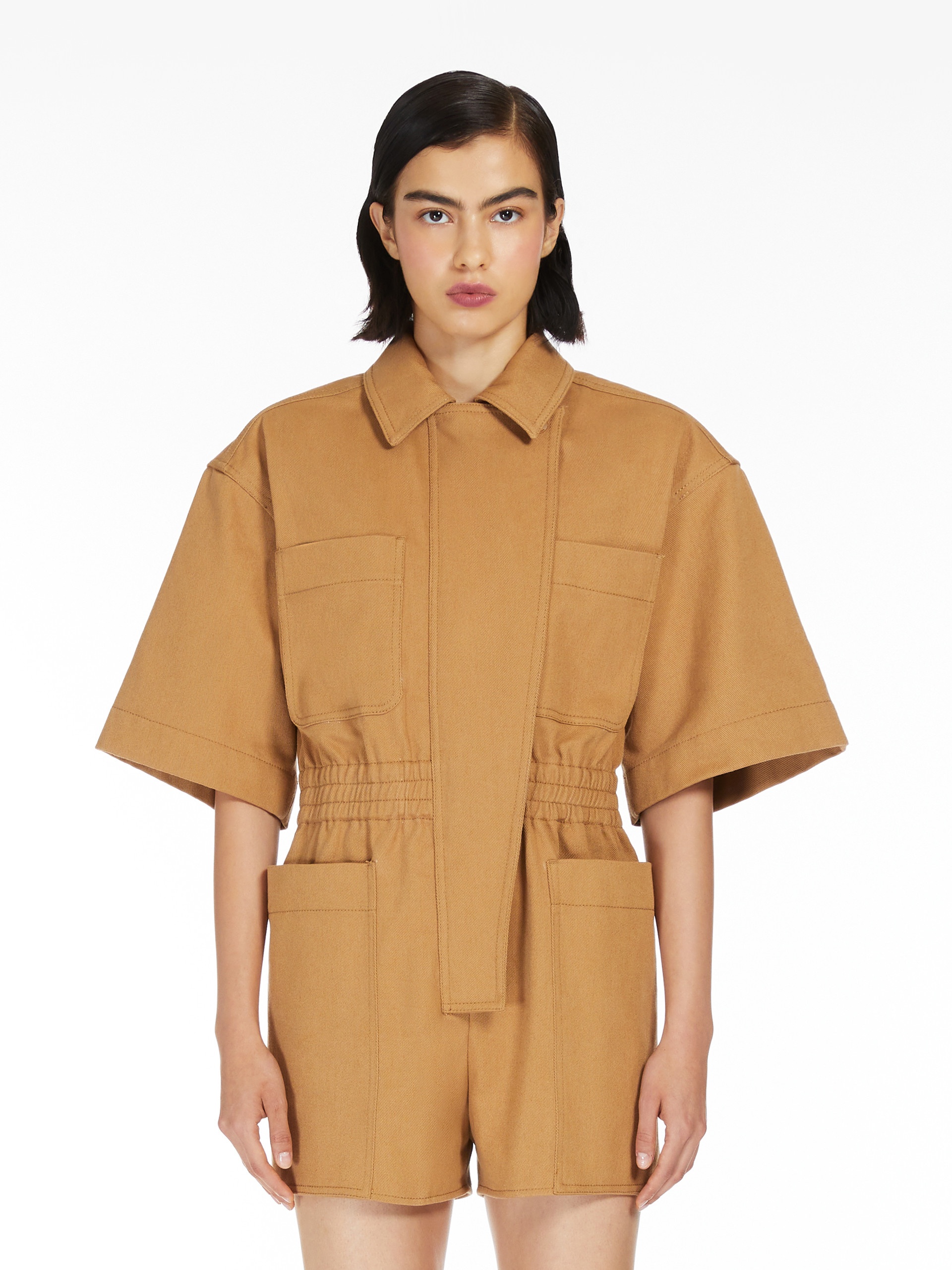 オールインワン・サロペット MAX MARA COTTON SHORT JUMPSUIT Max Mara ANGORA Cotton drill workwear jumpsuit | REVERSIBLE