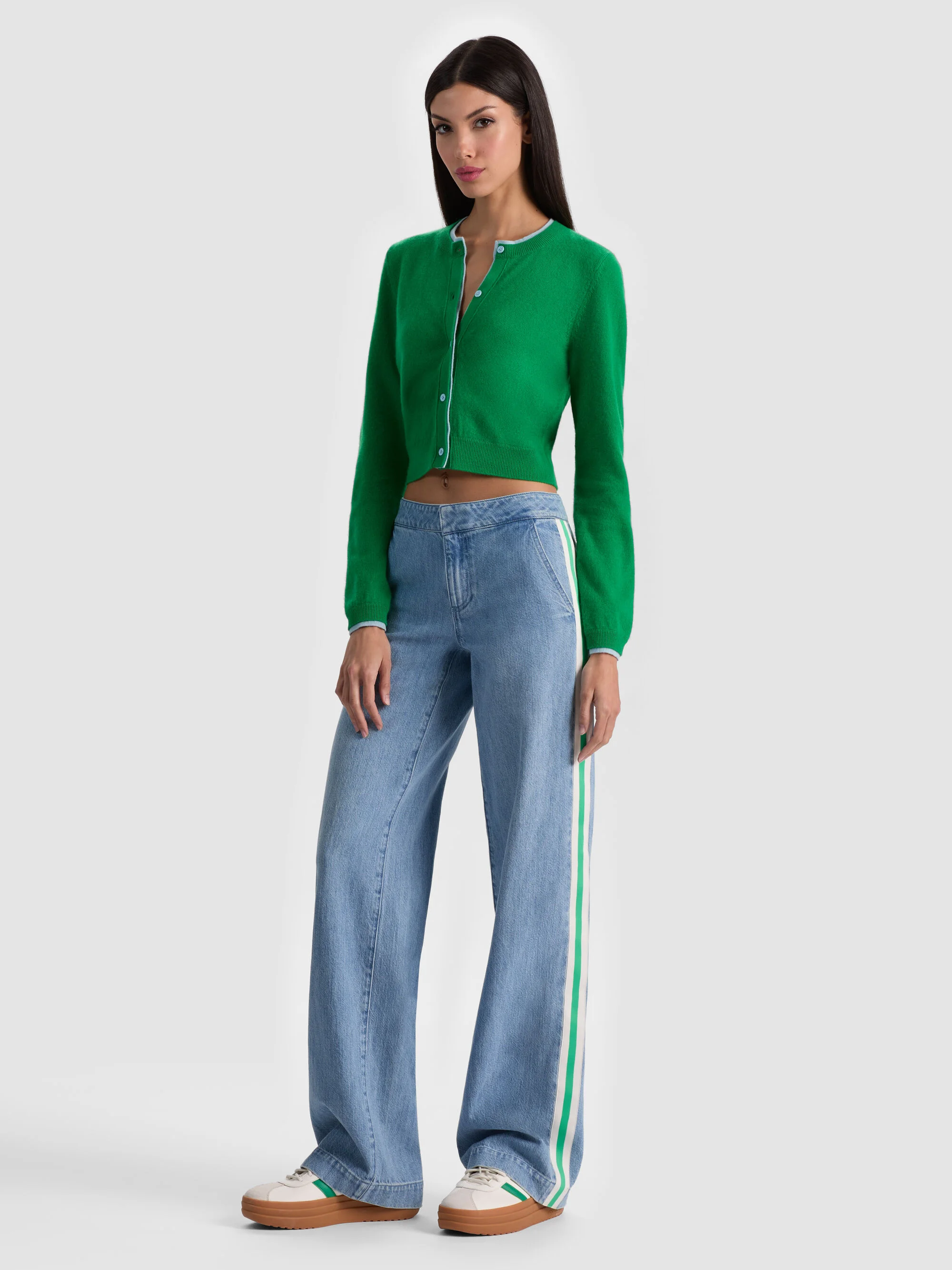 DOLLIE TWO TONE CASHMERE CARDIGAN - 1