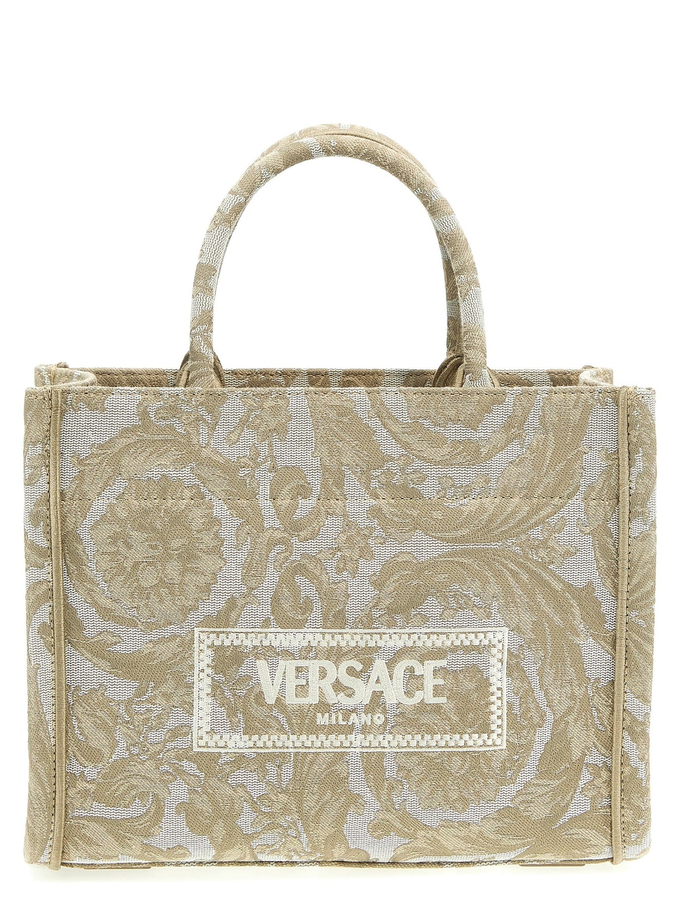 トートバッグ VERSACE Women Bags 1011564 1A097412KF4V Beige Barocco Athena Small Tote Bag Print | VERSACE US