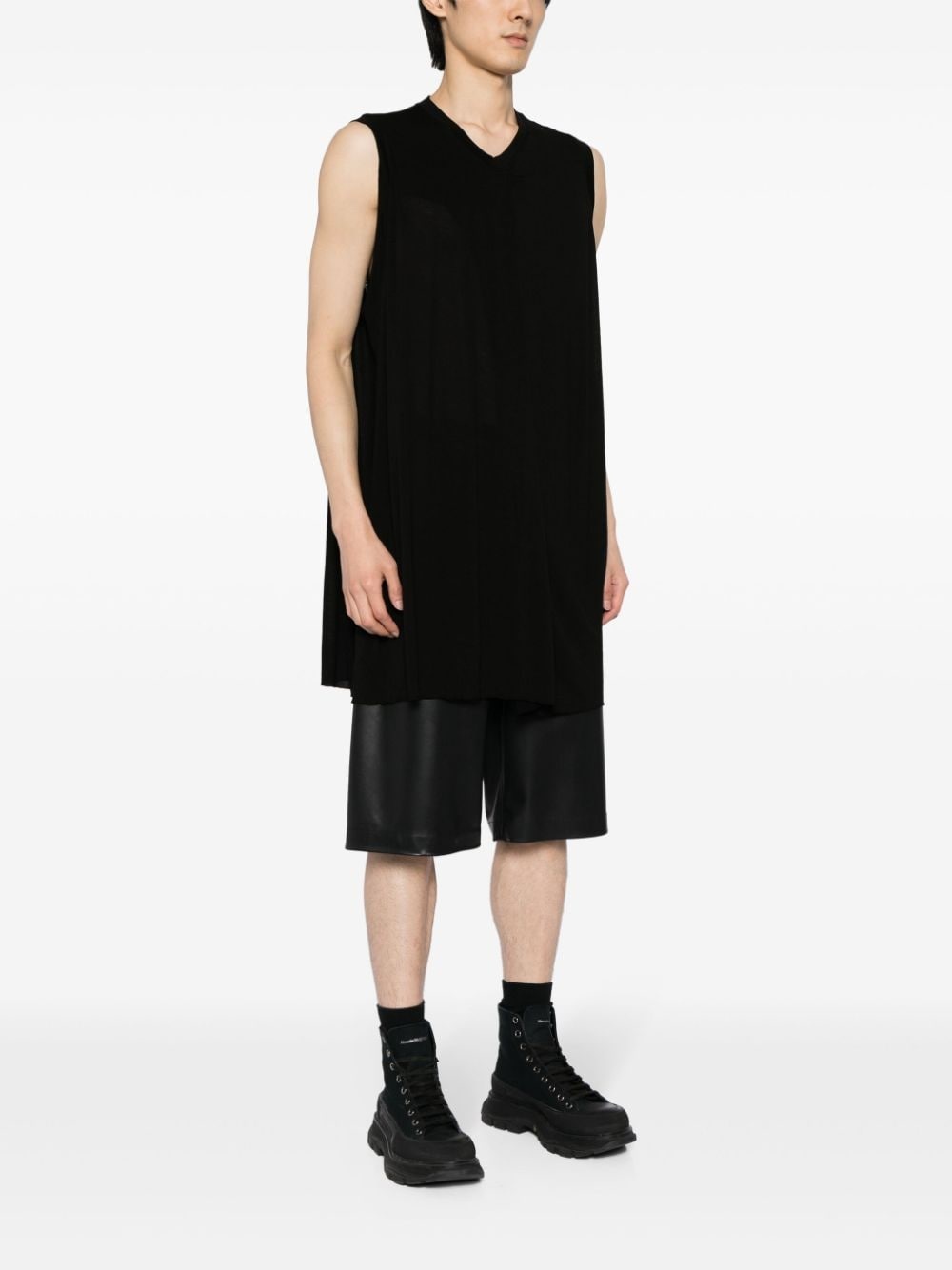 sleeveless long-length T-shirt - 3