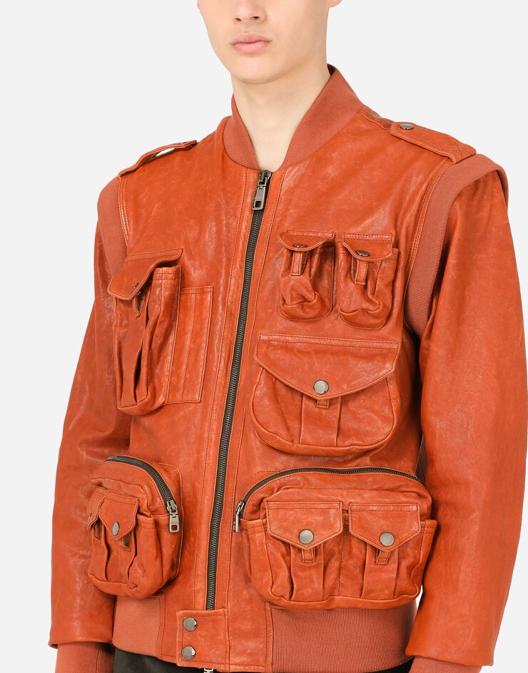 Leather jacket with multiple pockets - 4