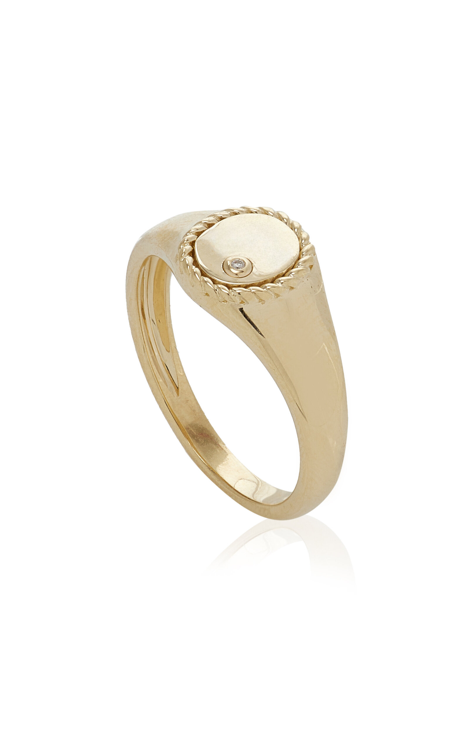 9K Yellow Gold Signet Diamond Ring yellow - 5