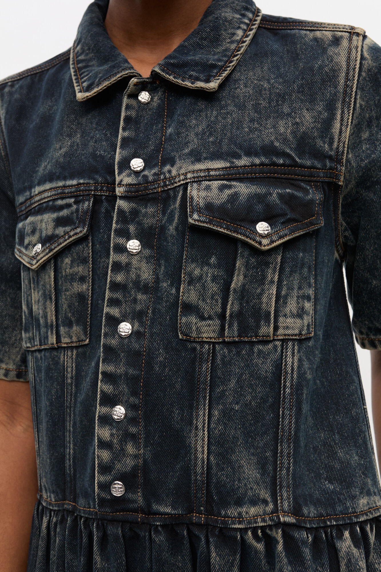 BLACK WASHED DENIM DRESS - 5