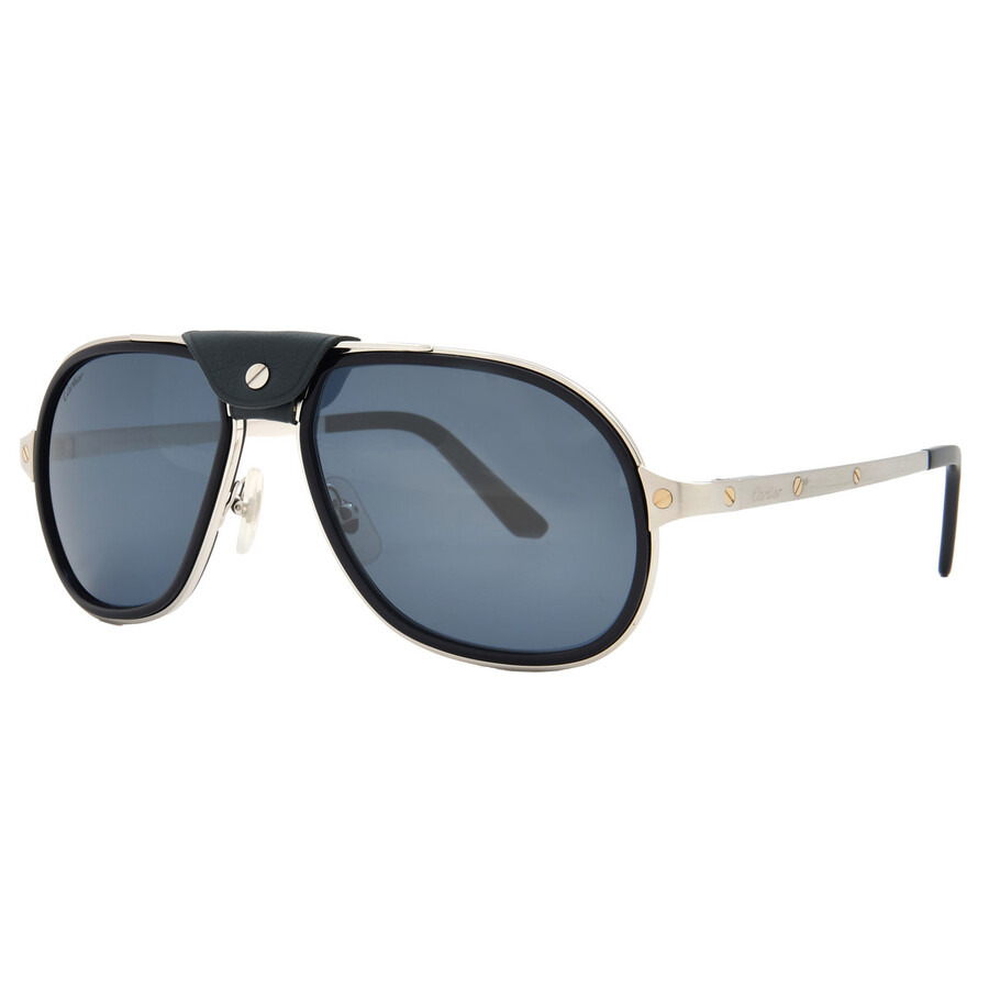 Cartier Santos de Cartier Polarized Blue Pilot Men's Sunglasses CT0241S 003 57 - 2