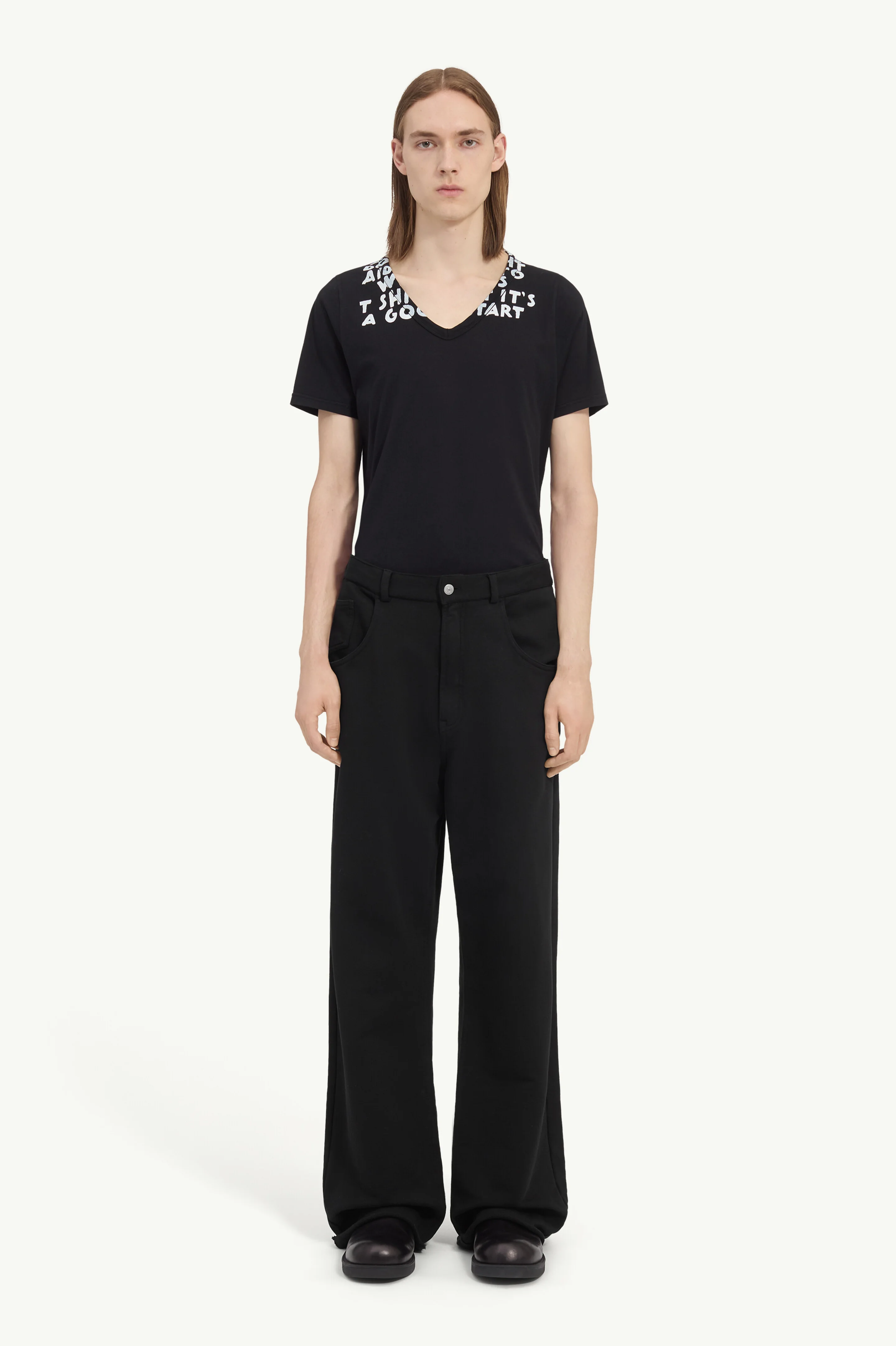 Logo-embroidered unbrushed cotton trousers - 1