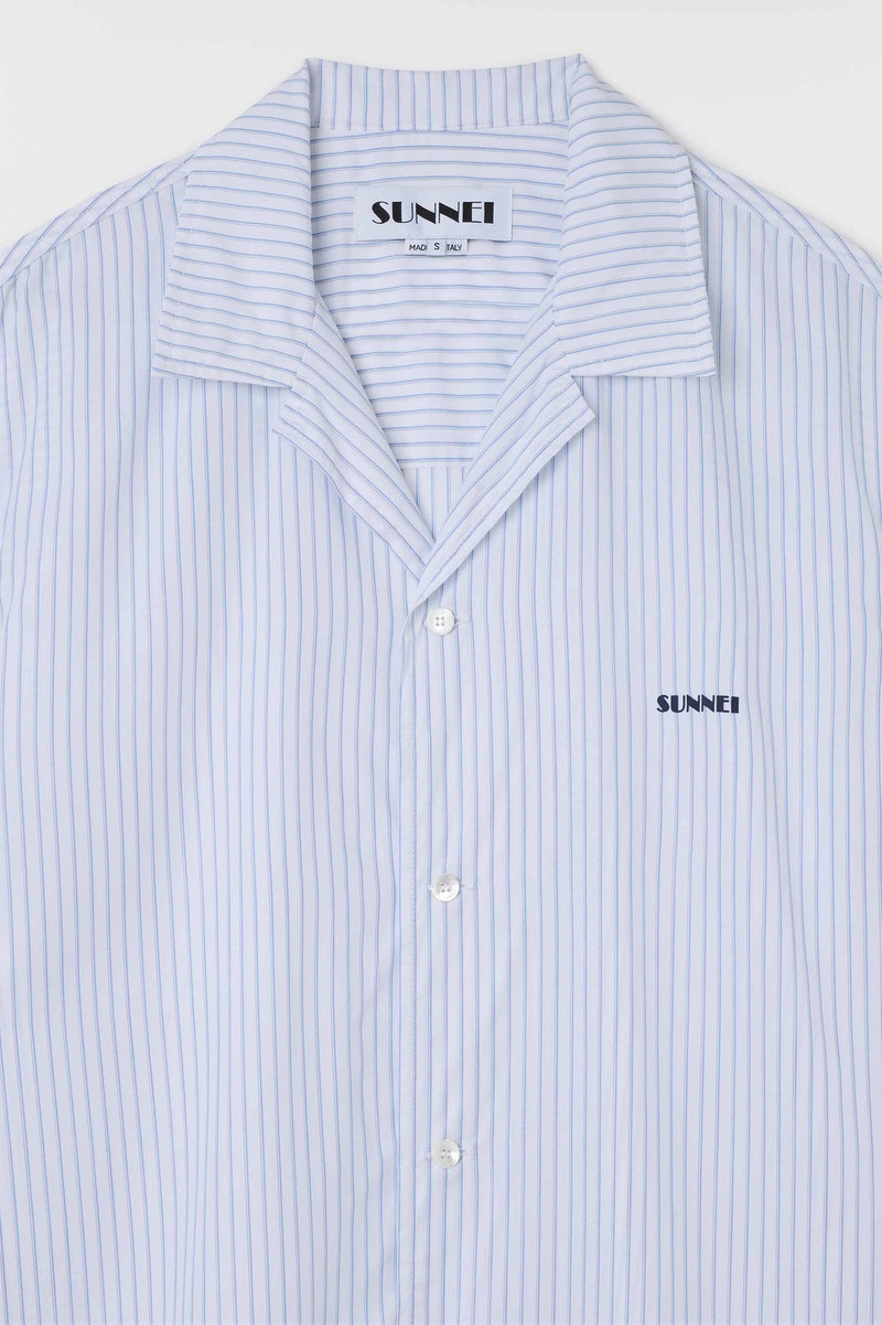 STRIPED SHORTSLEEVE SHIRT / azure & off white 5