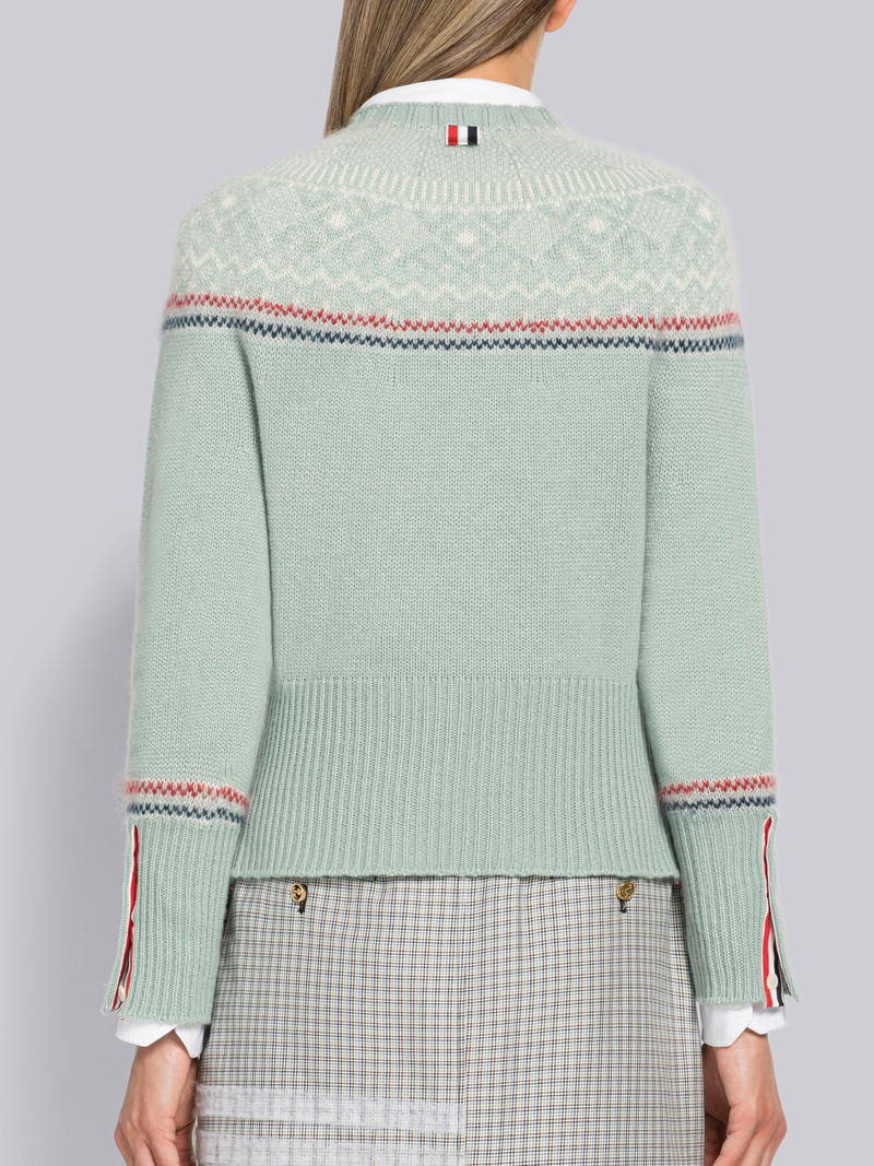 Cashmere Mohair Fair Isle Shrunken Tipping Pullover 3