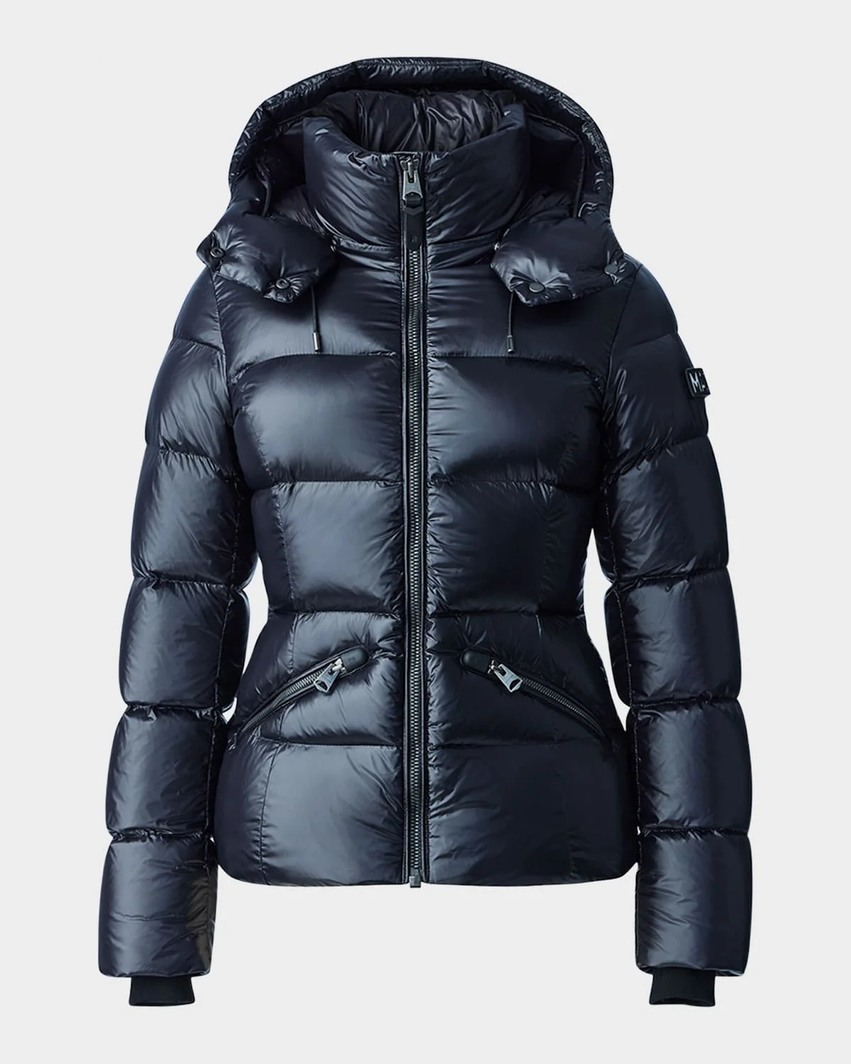 Madalyn Lustrous Light Down Jacket with Hood - 1