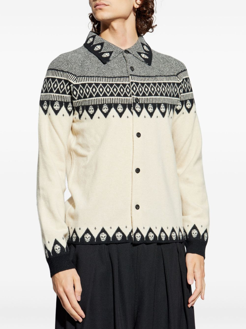 SKULL-MOTIF WOOL CARDIGAN - 4