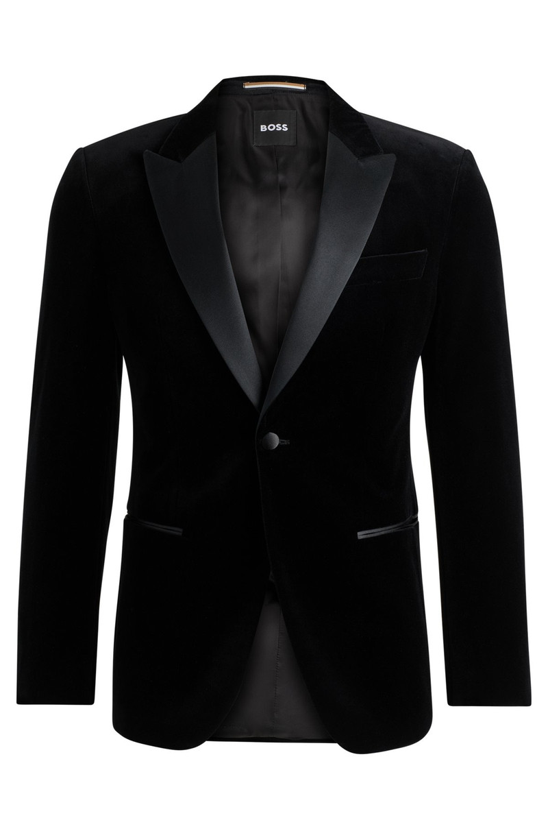 SLIM-FIT TUXEDO JACKET IN PURE-COTTON VELVET 1