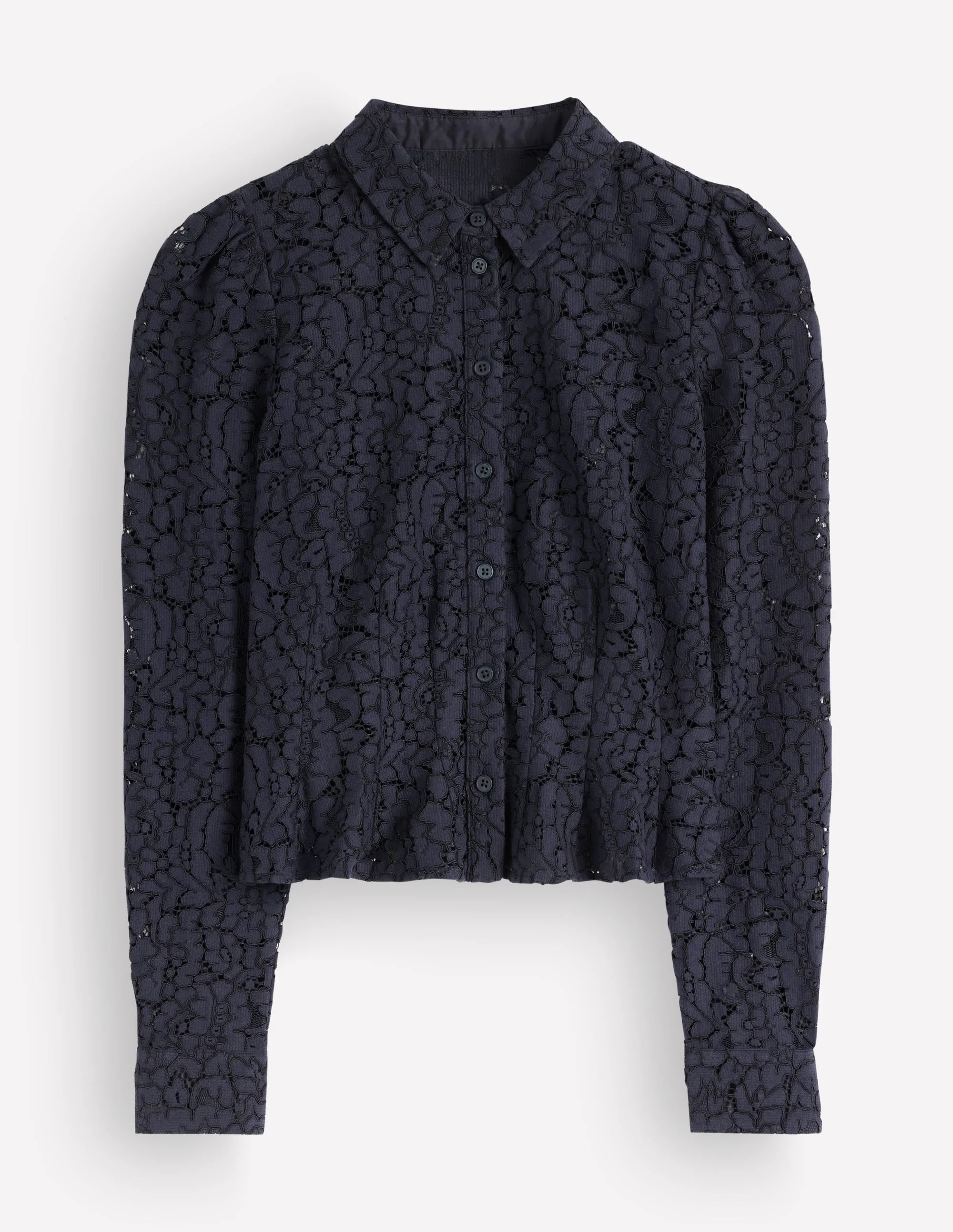 Julia Darted Lace Shirt-Navy - 1