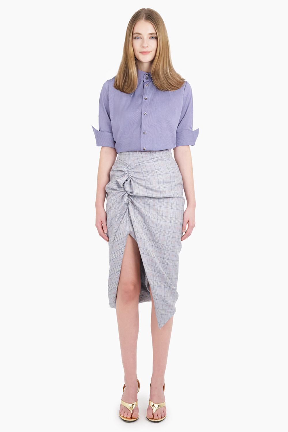 SIDE PANTHER PRINCE OF WALES CHECK PRINT SKIRT | GREY - 8