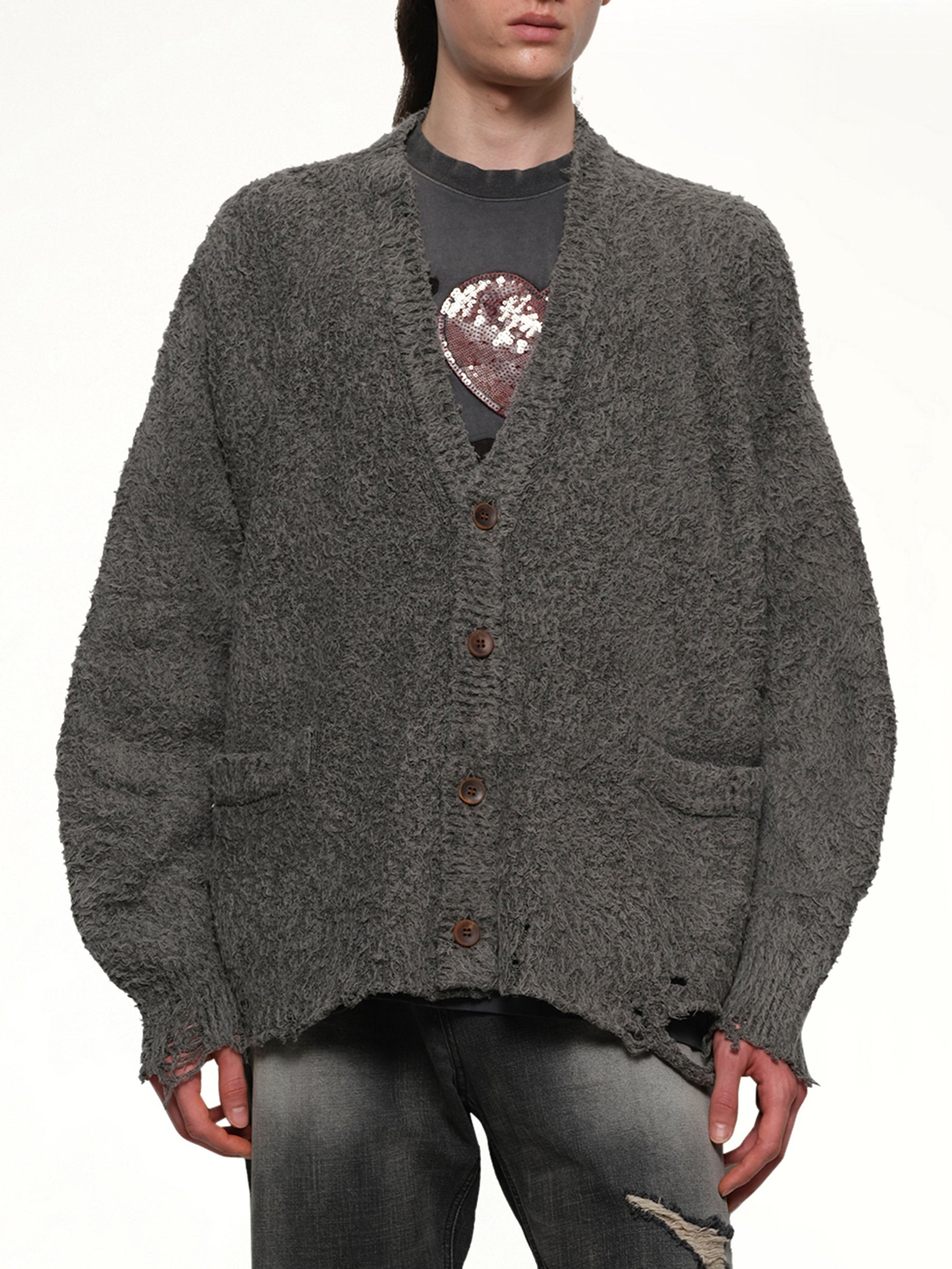 Backbone Knit Cardigan in Grey - 6