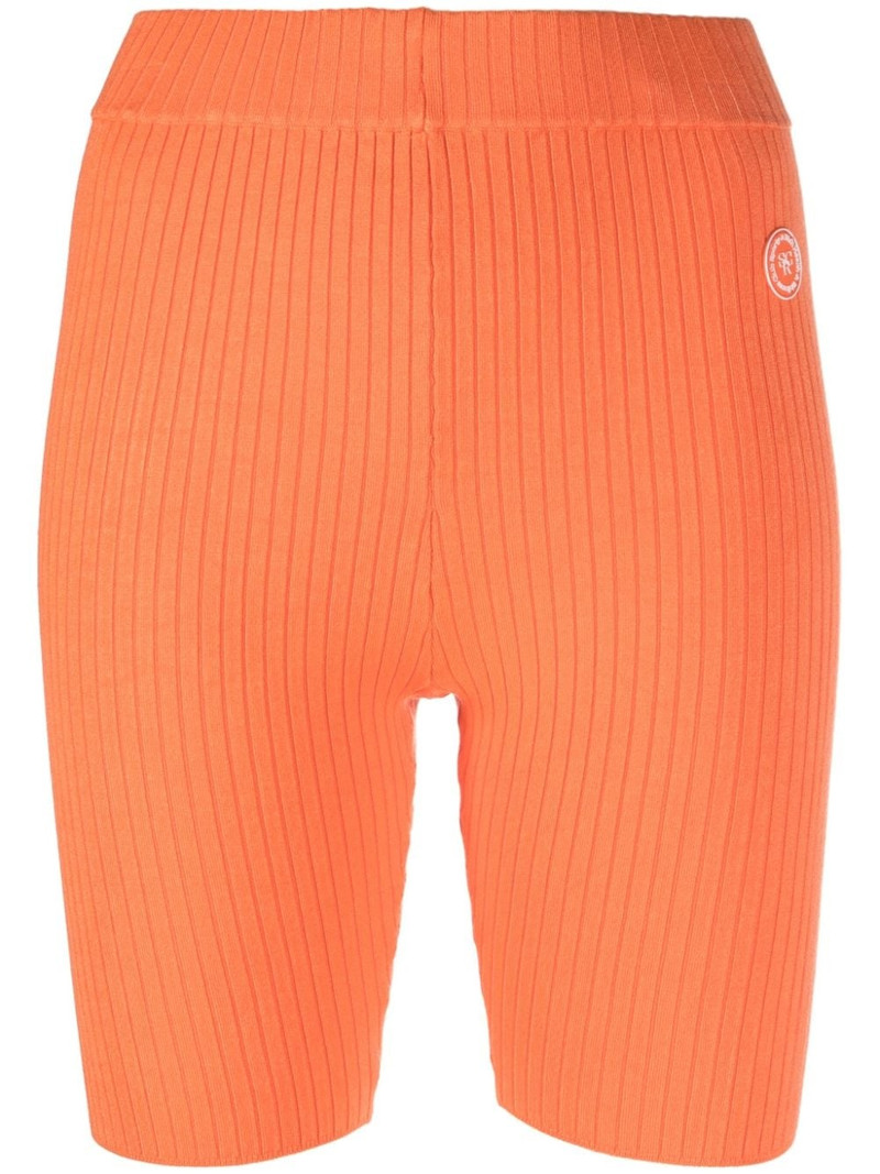 logo-patch ribbed-knit biker shorts 1