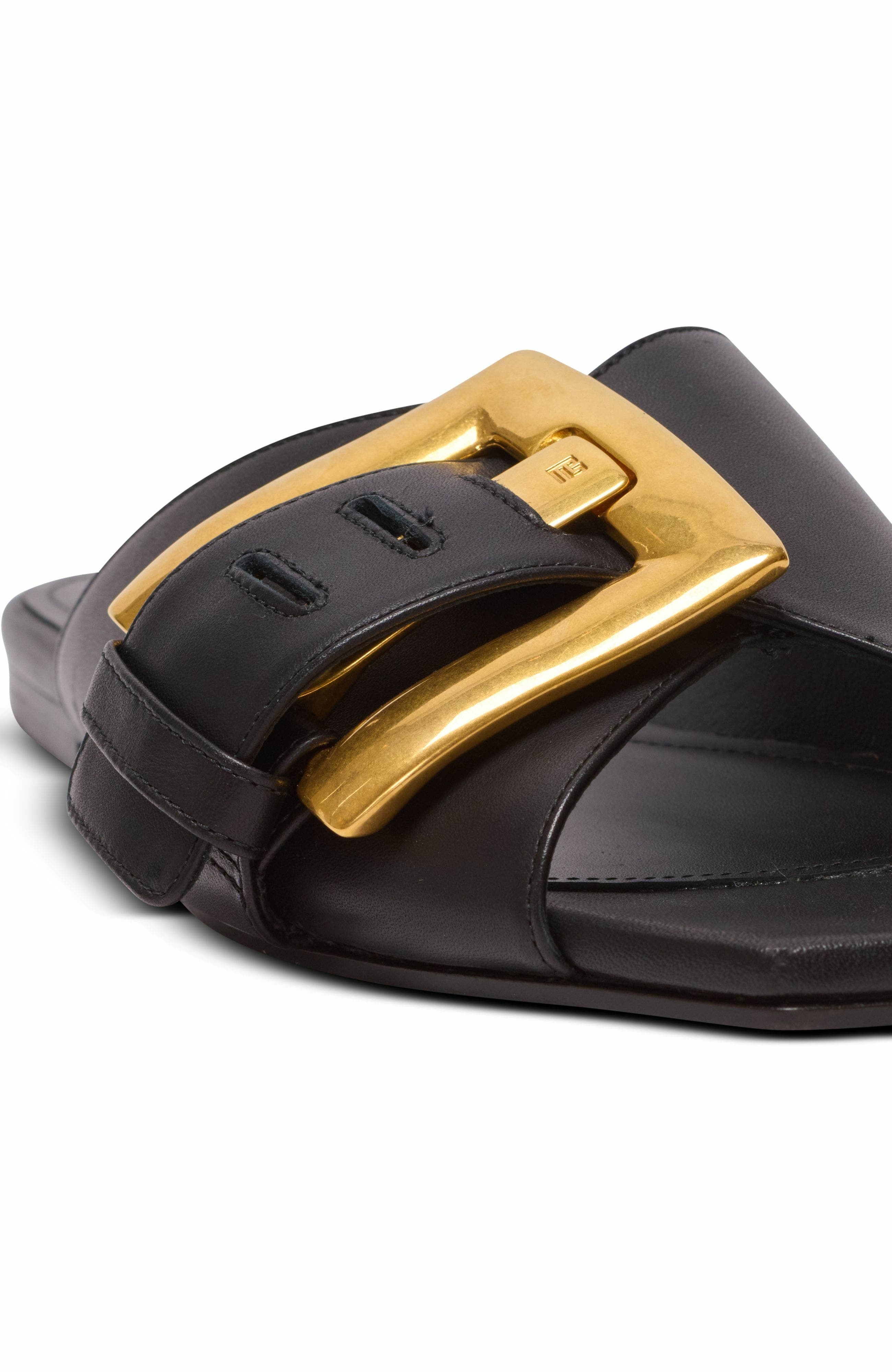 Balmain Anthem flat leather sandals in Black at Nordstrom - 8