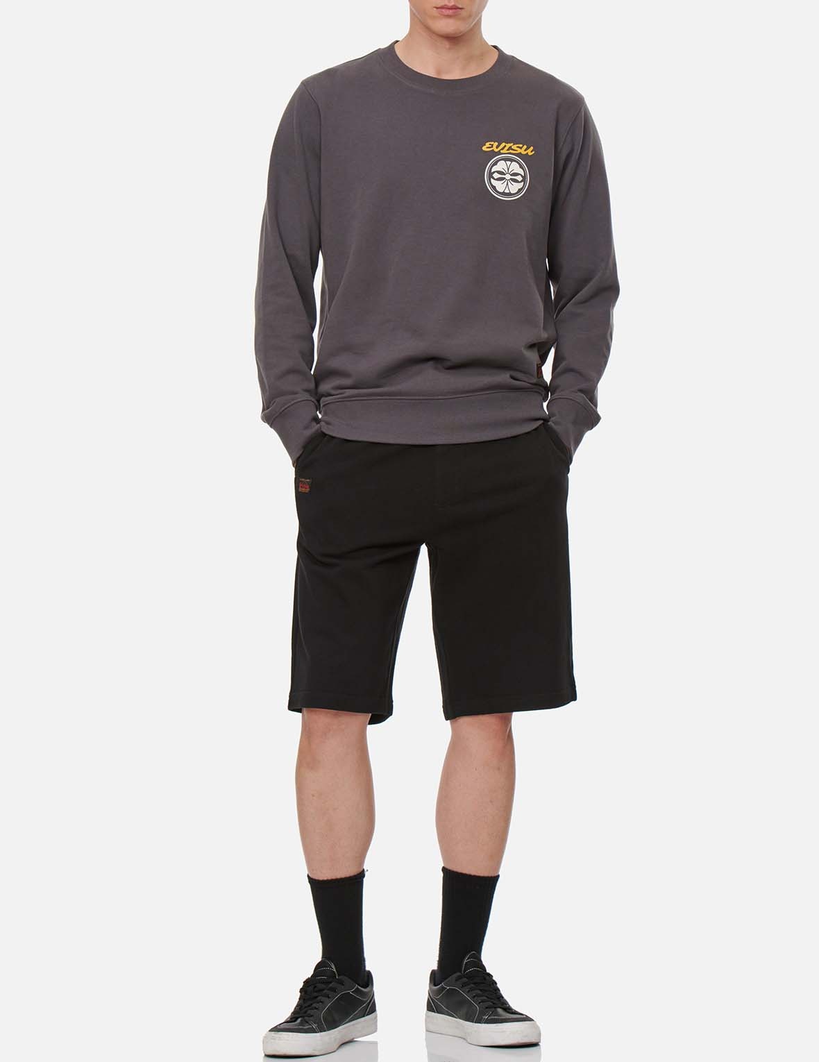 KAMON AND LOGO PRINT SWEAT SHORTS - 6