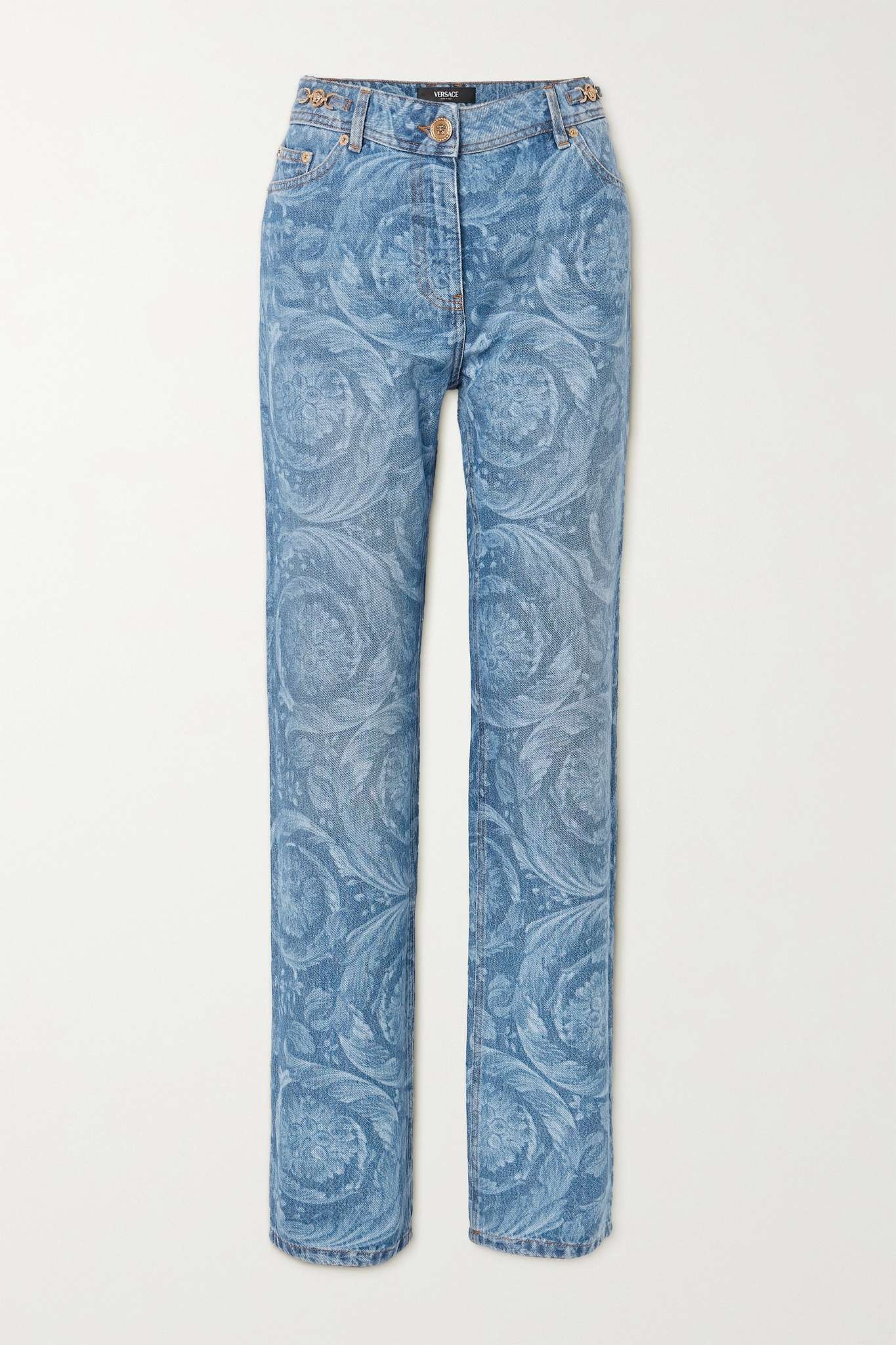 Printed high-rise straight-leg jeans - 1