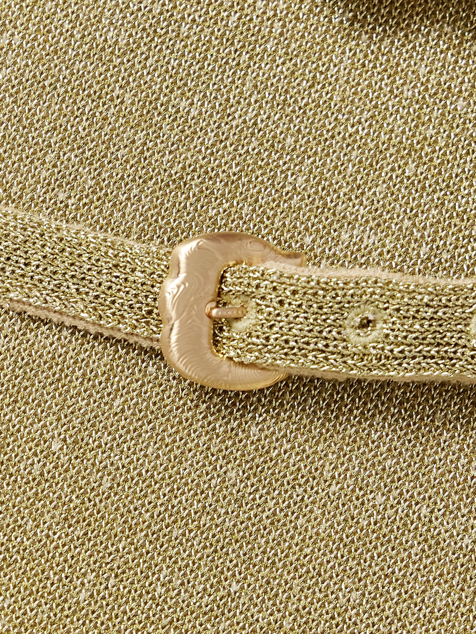 Evaleigh buckled metallic knitted halterneck midi dress Gold - 4