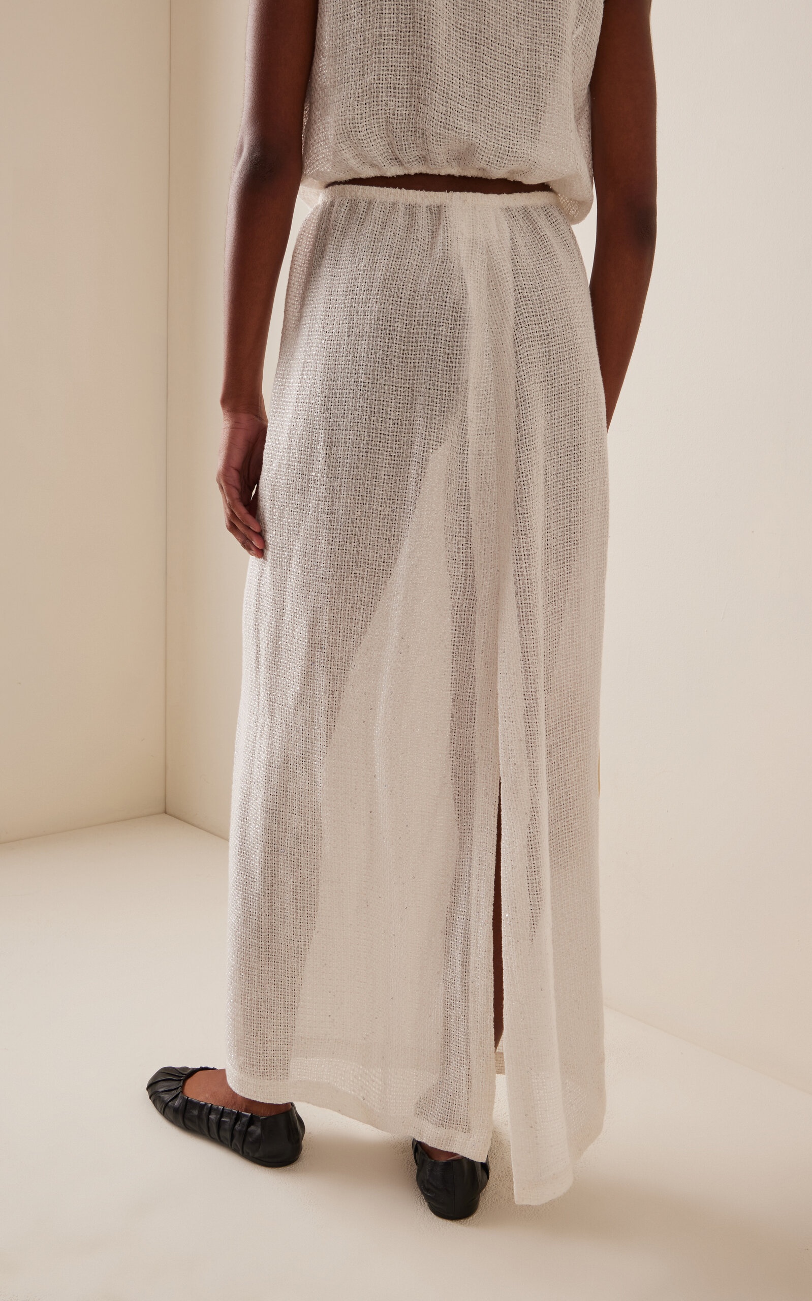 Stella Linen-Blend Maxi Skirt white - 4