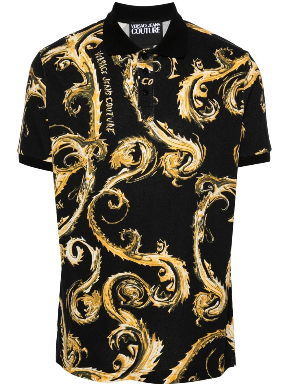 Barocco-print cotton polo top - 1