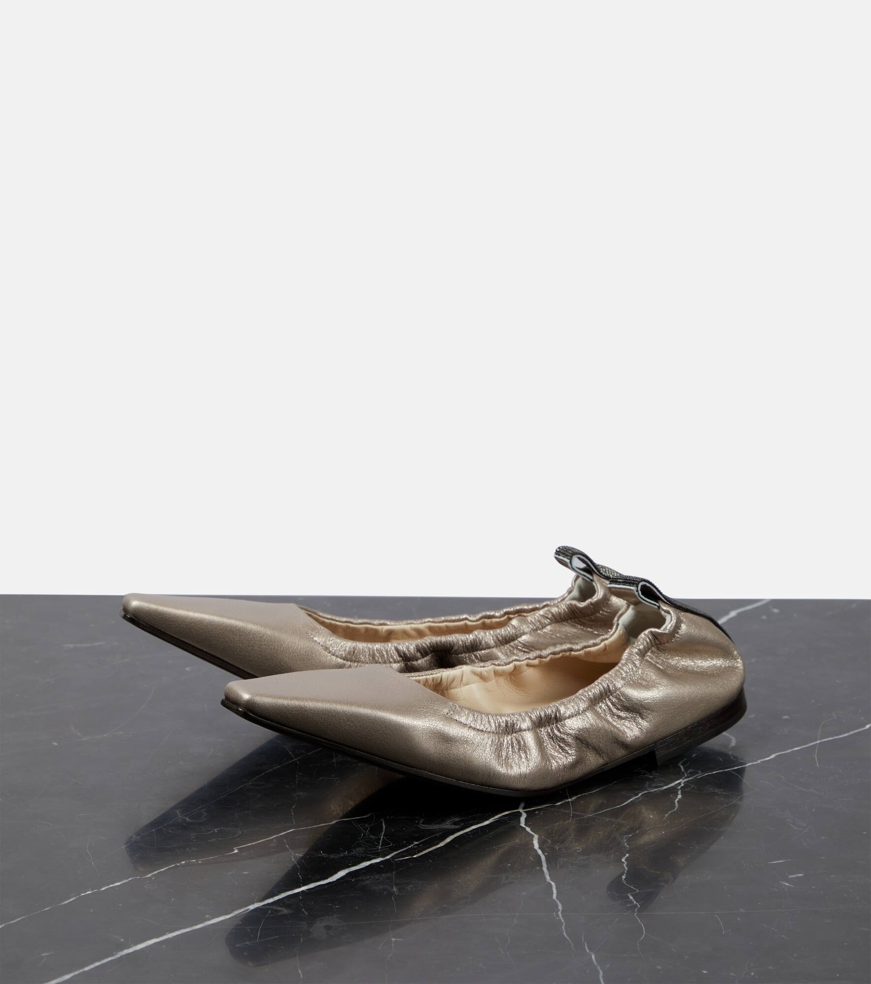 Metallic leather ballet flats - 5